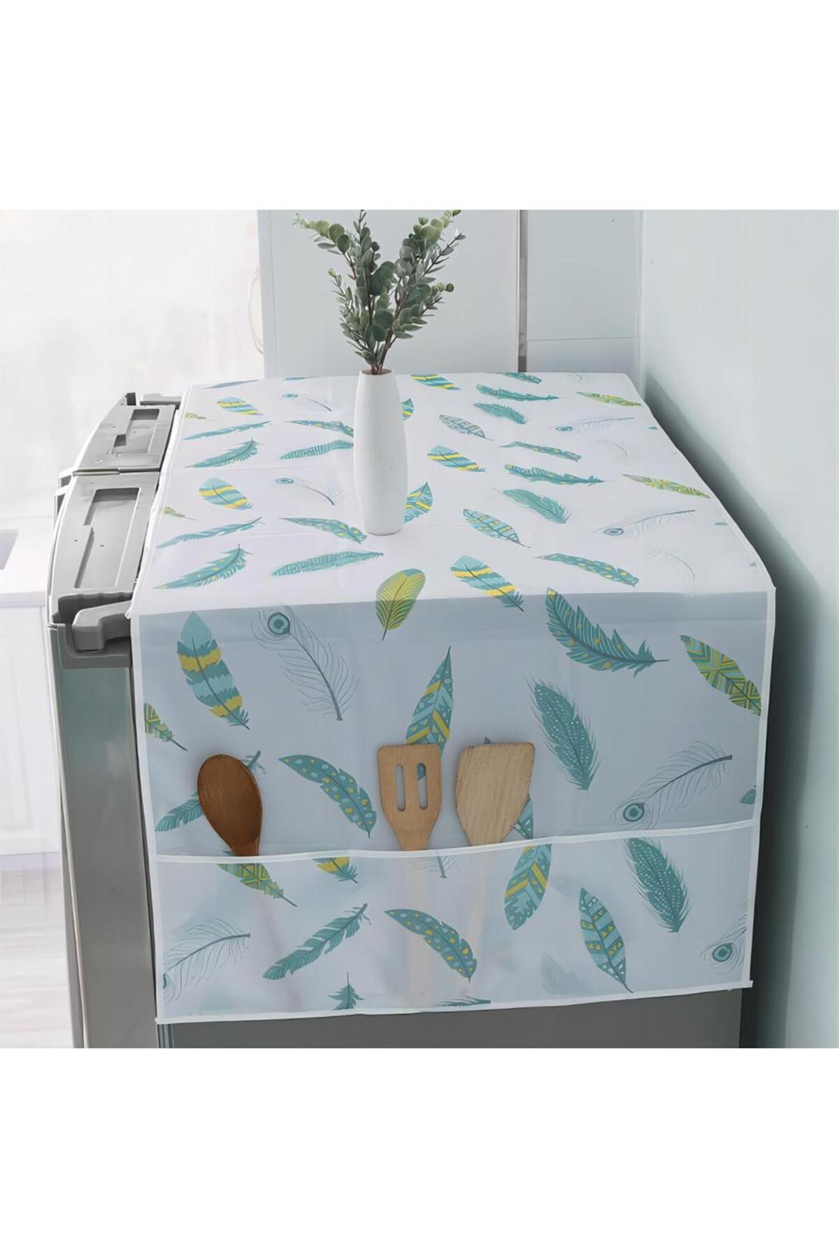 Choice-Feather Refrigerator Dust Cover with Storage Bag Washable Printing Multi-purpose Household Washing M 1