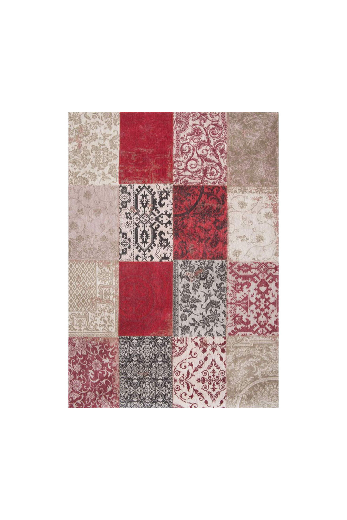 Homelux-Rectangular Rug, Cotton, 200X280, Rectangles Pattern, Red, Cream, Grey 2