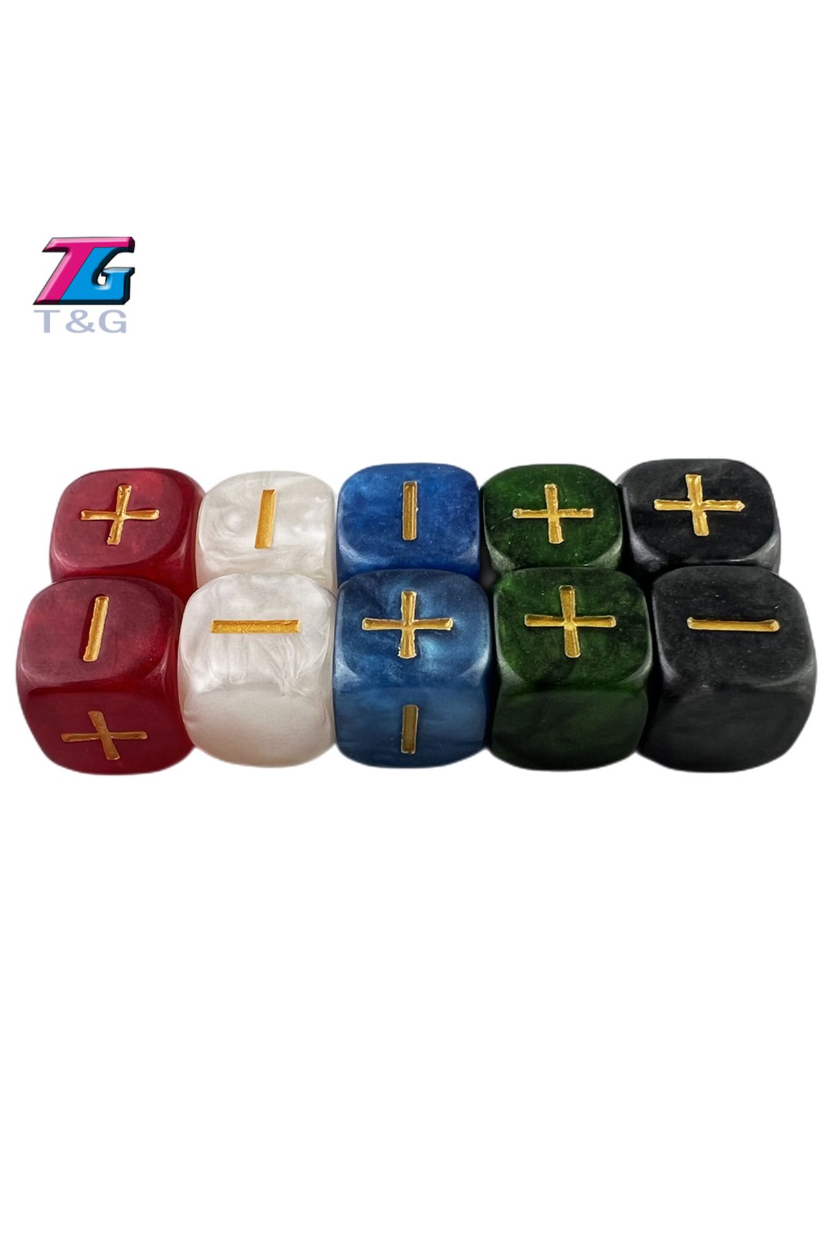 T&G-10pcs  multi Fate Dice D6 Dice Custom Dice High Quality Resin Dice 10 PCS Set Pearled Effect Golden 1