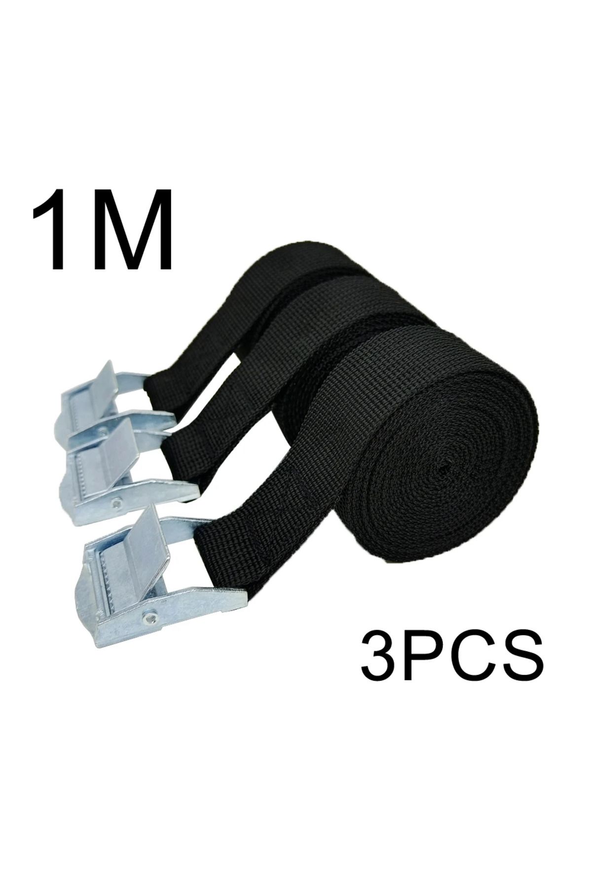 Choice-3PCS Black 3Pcs 1M Buckle Tie-Down Belt Cargo Straps For Car Motorcycle Bike With Metal Buckle Tow R 1