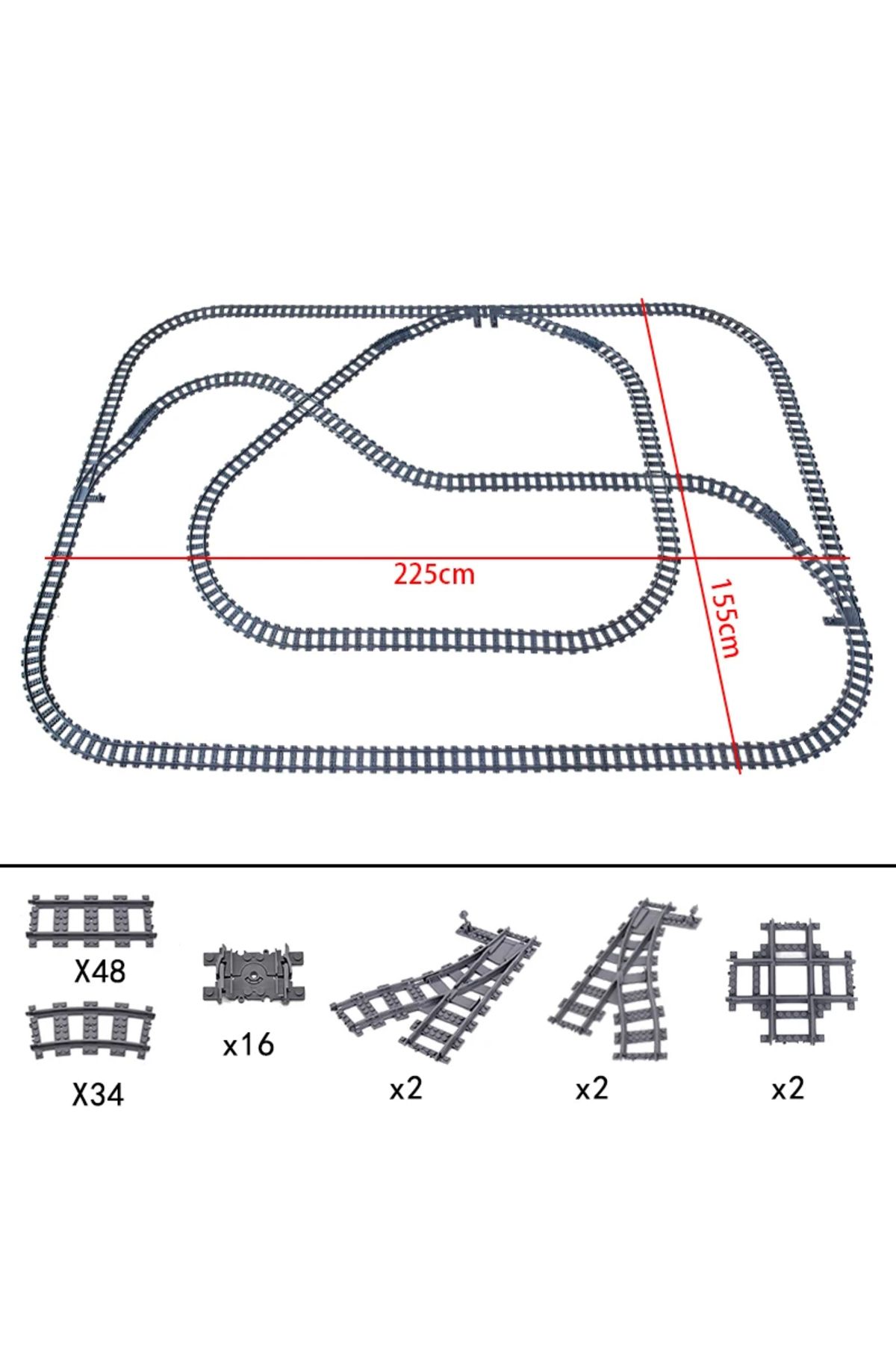 Mitty-Tracks Set-B1 City High-tech Trains Flexible Tracks Forked Straight Curved Rails Crossing Switch Bui 1