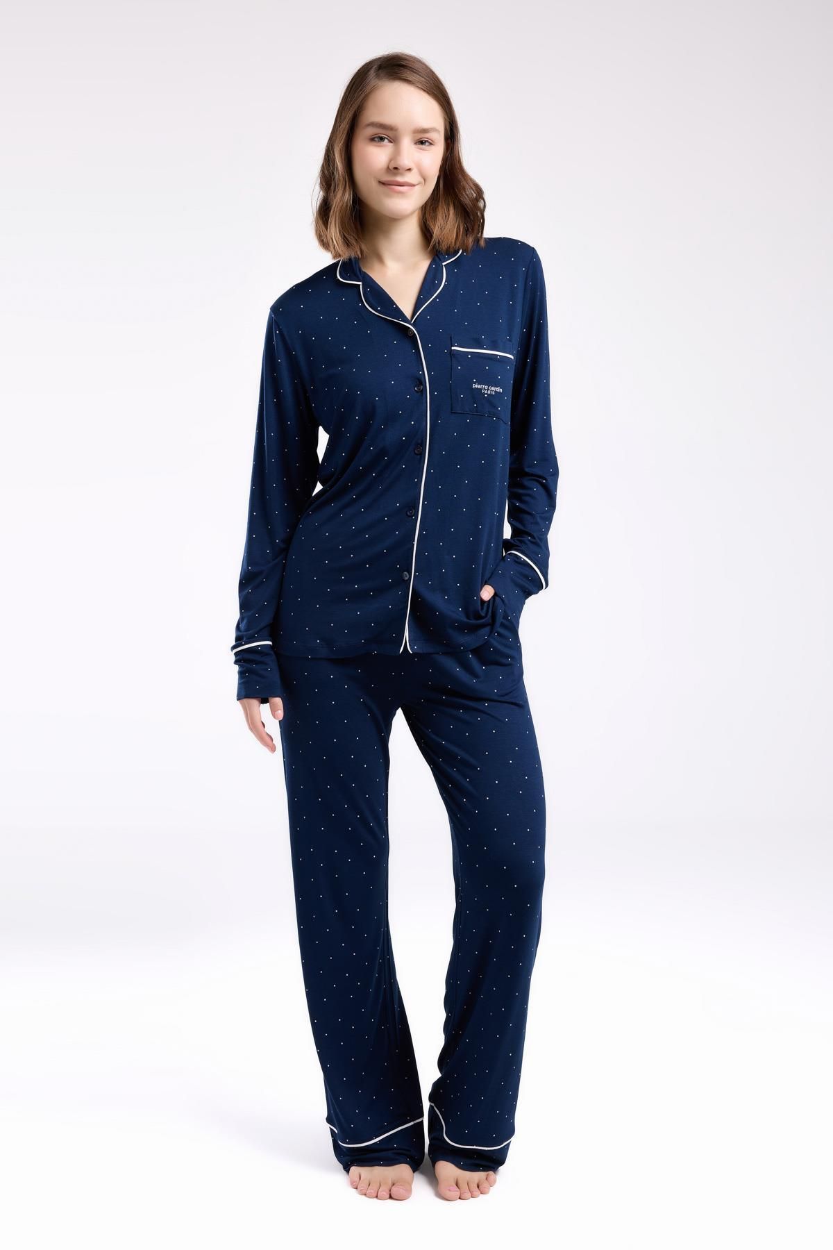 Pierre Cardin-Pajama Set with Dowry Box, Viscose Fabric, Front Button, Long Sleeve 2