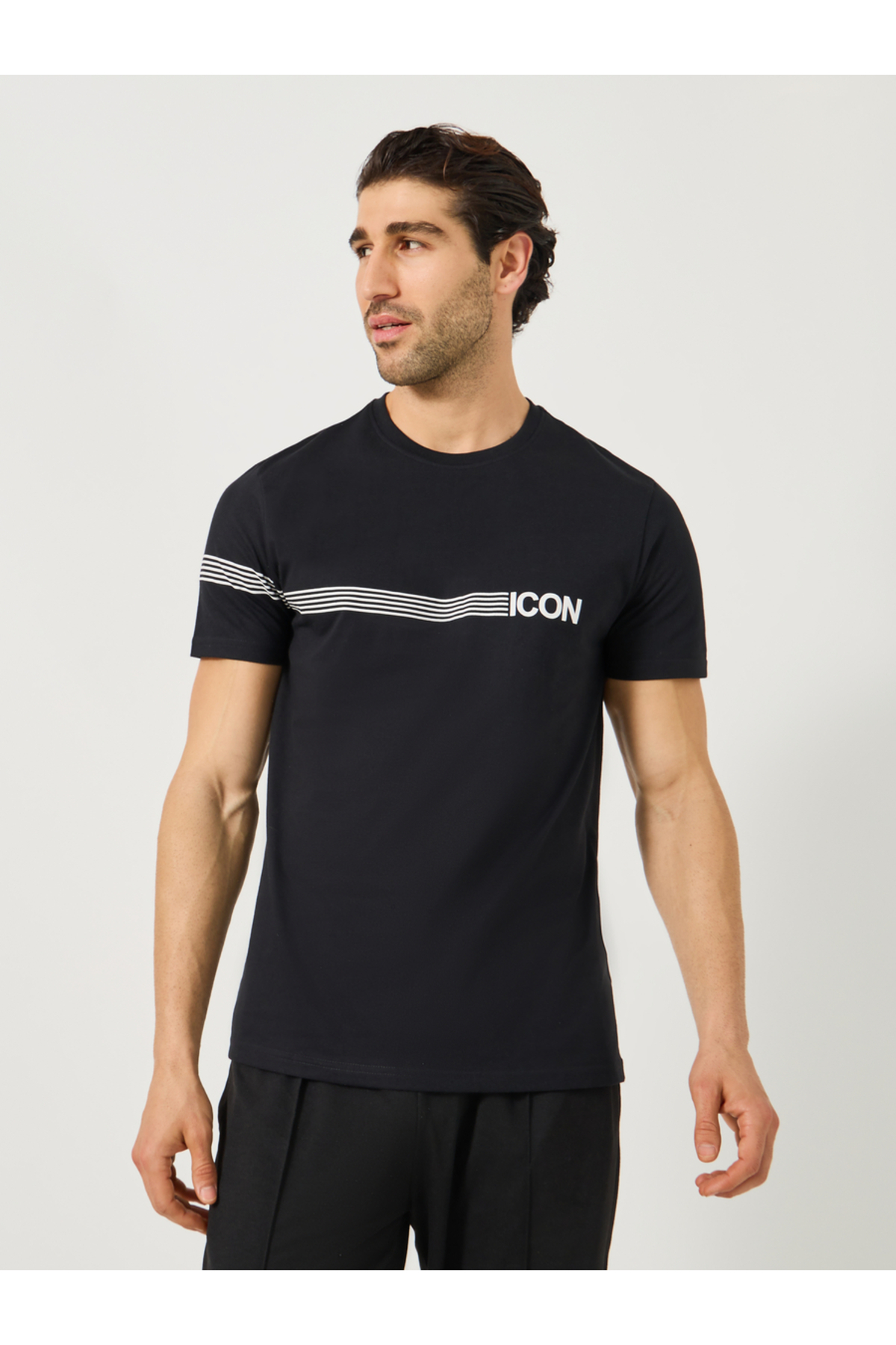 Styli Striped Slogan Print Regular Fit T-Shirt