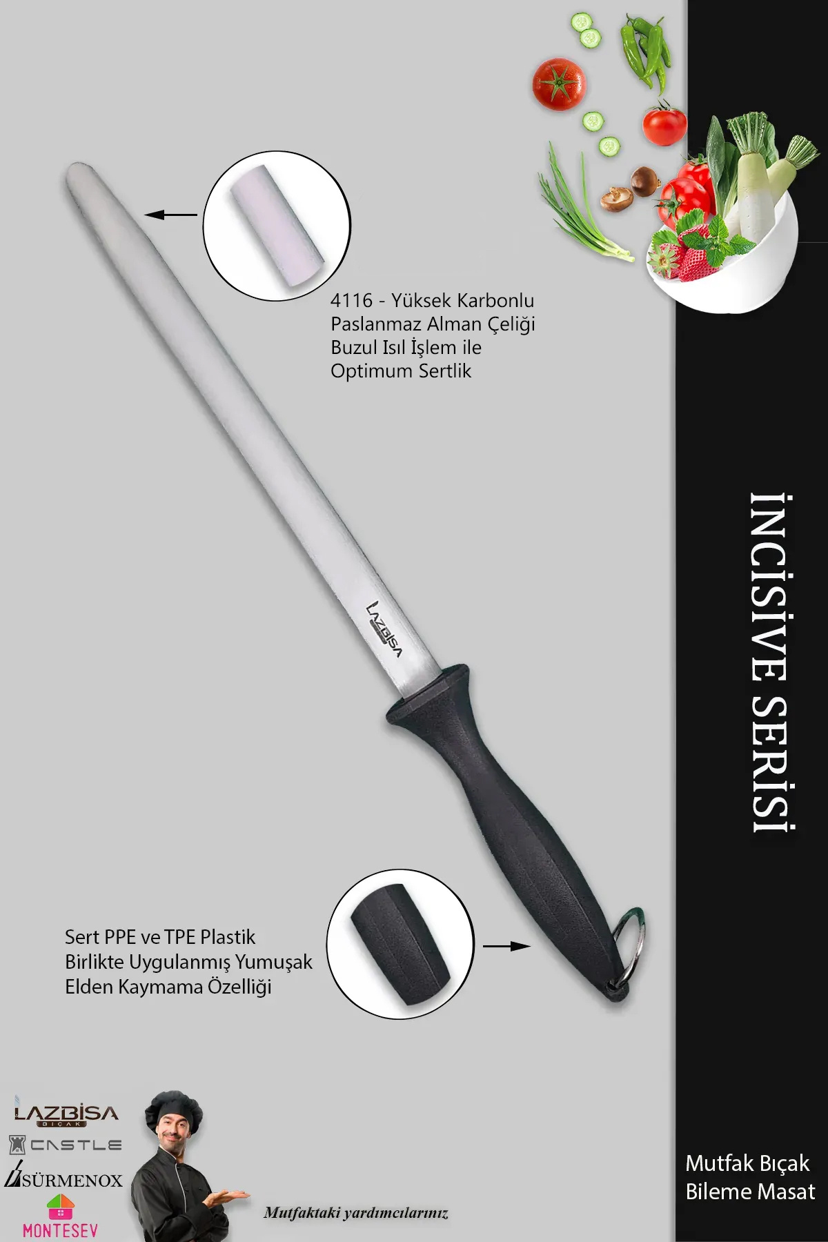 LAZBİSA-Incisive Series - Kitchen Knife, Armour Sharpening, Table Desk Sharpener, Daily Use (Mft-867) 3