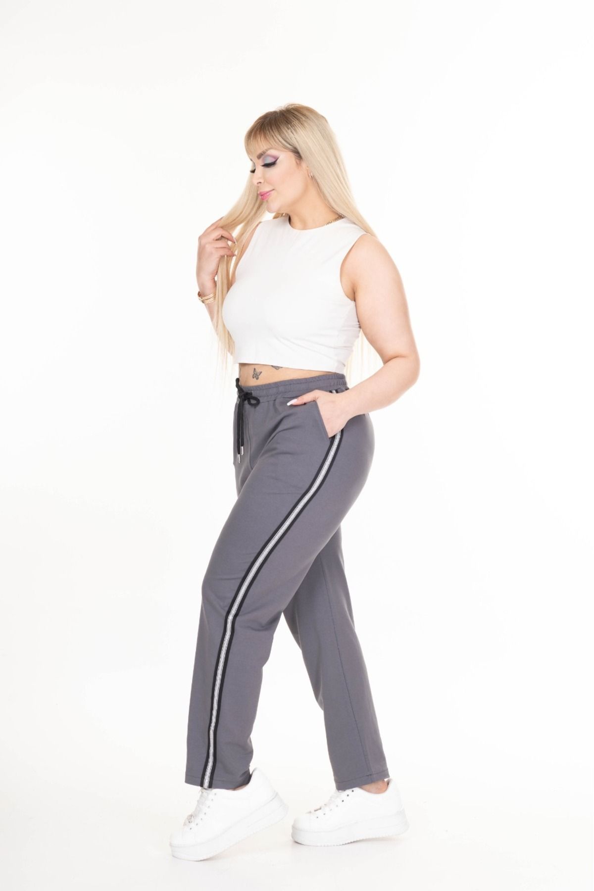 Esina-Pantaloni de trening cu picior tubulat de damă Plus Size 1