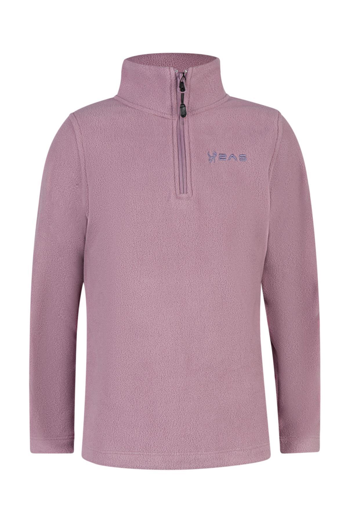 2AS-Hanorac din lână Clara Lilac pentru copii - Design subțire cu jumătate de fermoar 1