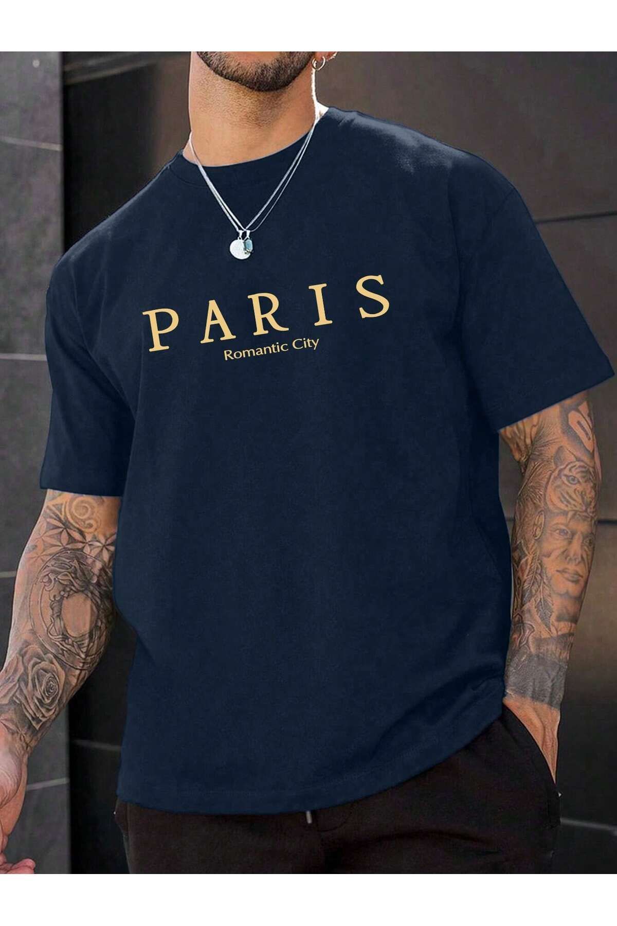 uyguntarz-Unisex-T-Shirt mit Aufdruck „Romantic City Paris“ in Übergröße 1