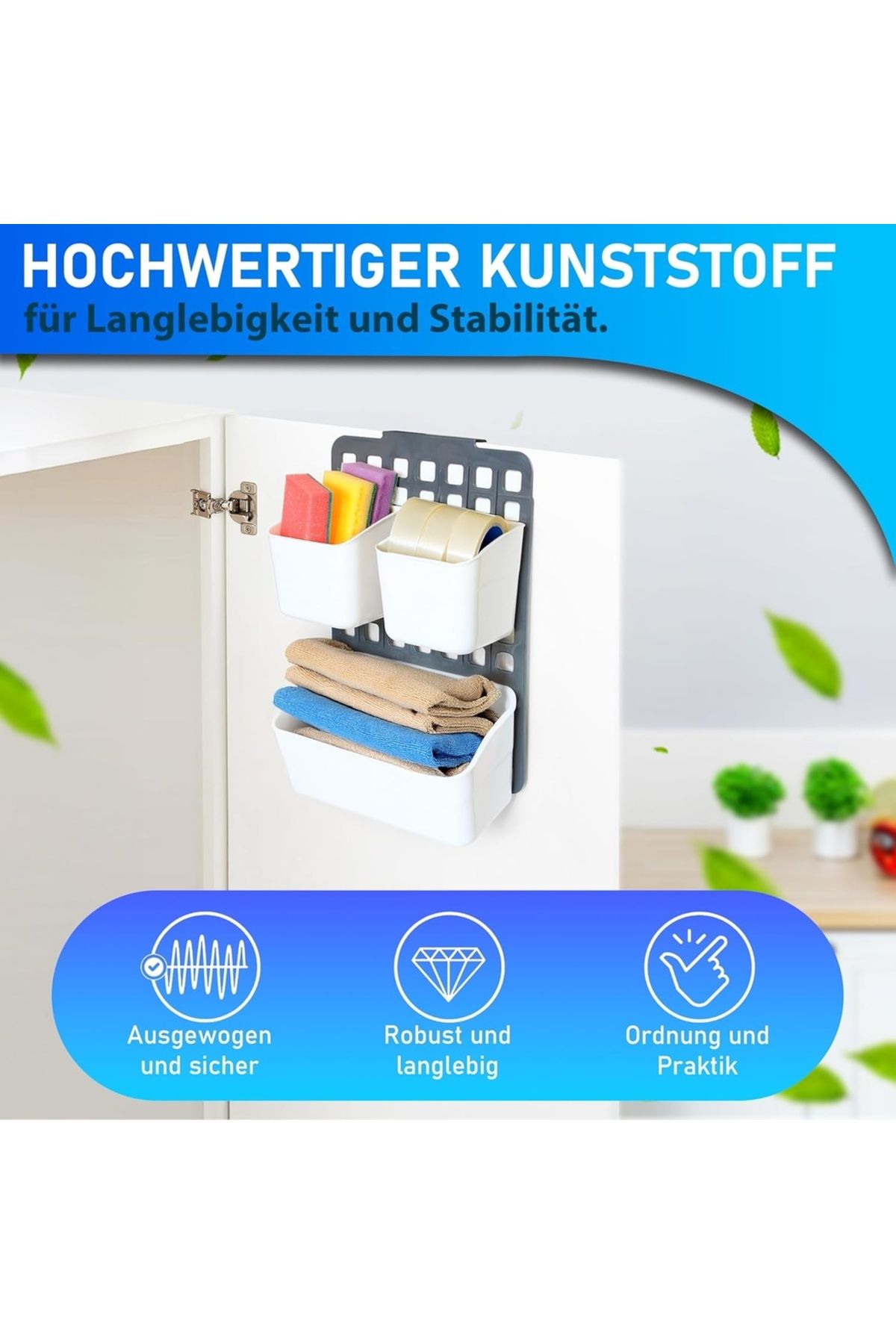 Decobella-Küchenschranktür Organizer | 1 Großer 2 Kleine Körbe | 11x25x36 Cm 5
