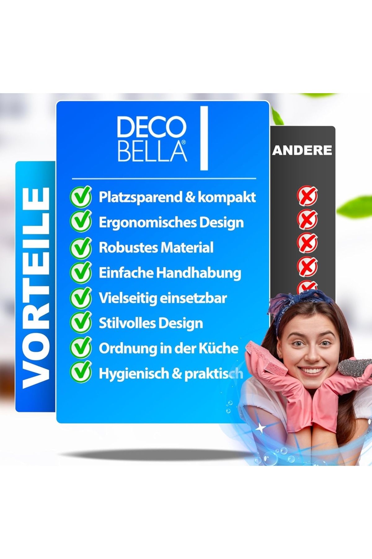 Decobella-Küchenschranktür Organizer | 1 Großer 2 Kleine Körbe | 11x25x36 Cm 7