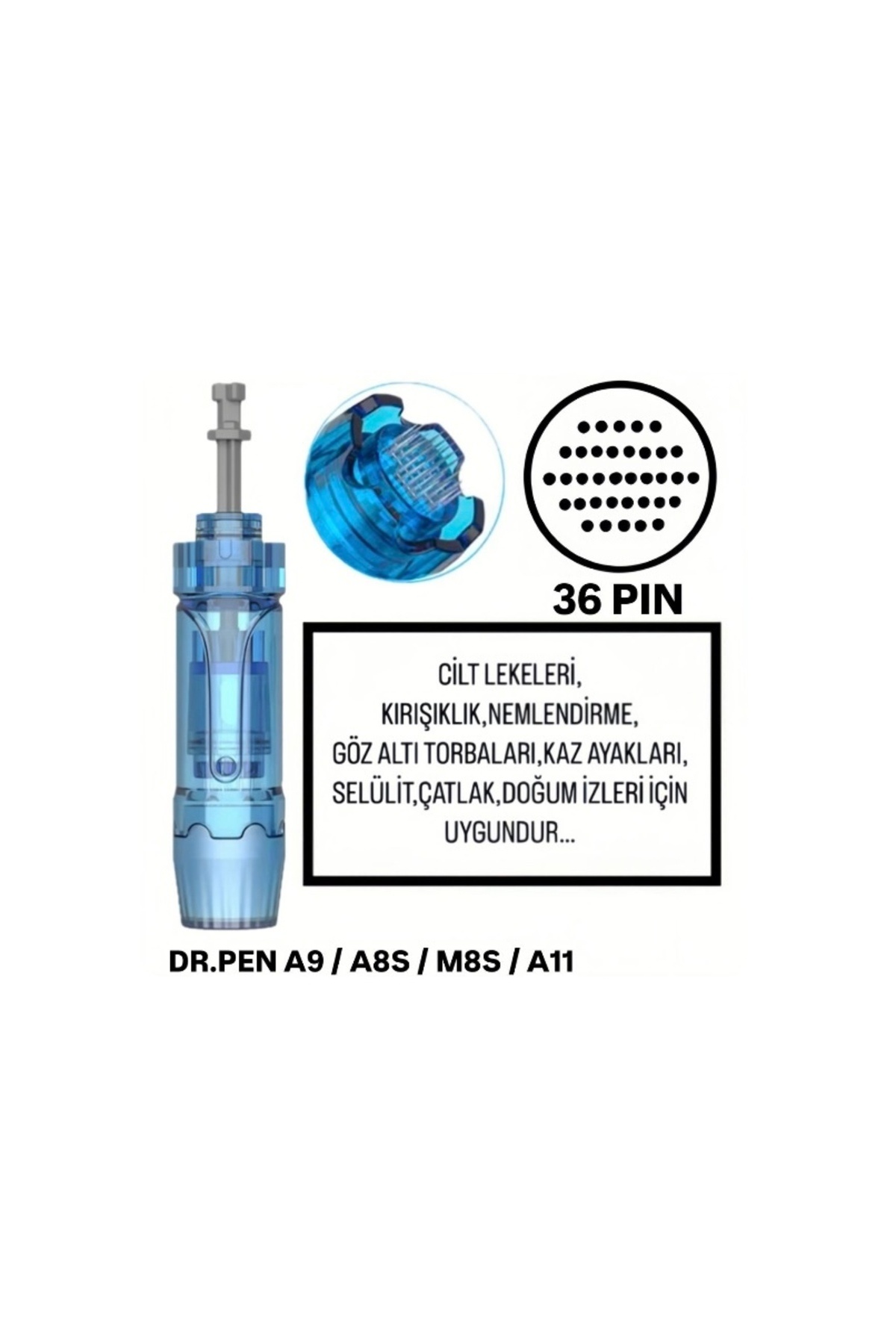 İthalSepeti 5 Adet ( Dr.Pen A9 / A8S / M8S / A11 - 36 PIN ) Değiştirilebilir Kartuş Dermapen Ucu ( İğne )
