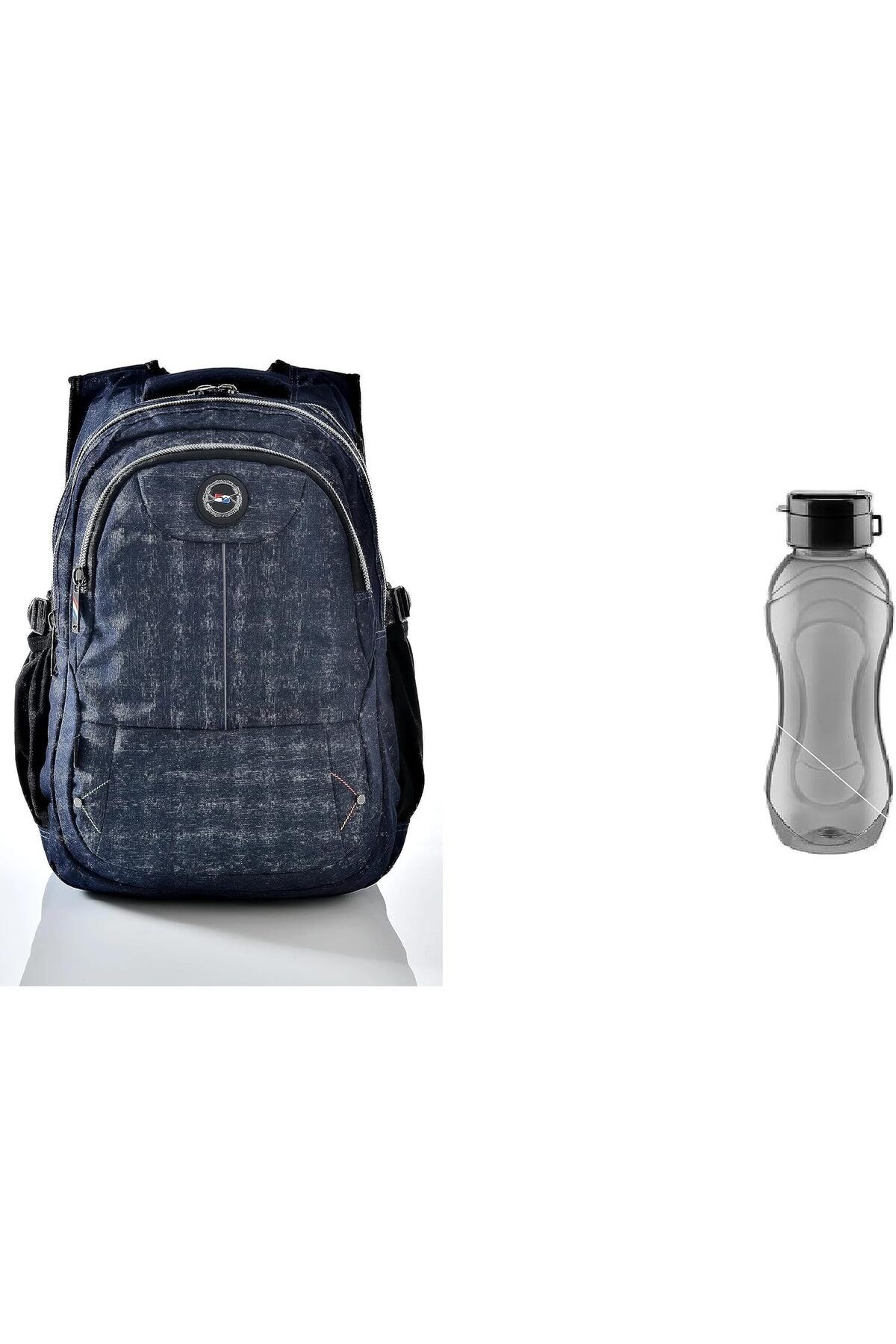 STOREMAX ysstorex 2237 Lacivert Ortaokul, Lise Okul Çantası + 750 ml Siyah Relaxion Su matarası - Set Star