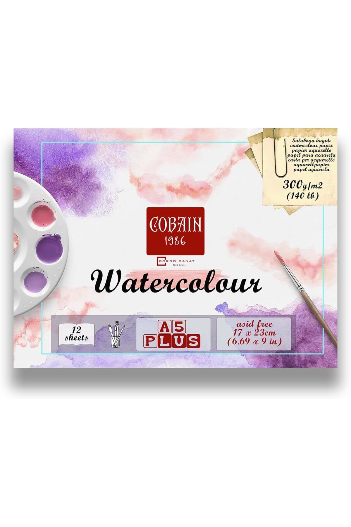 STOREMAX lbstorex sanat taha demir Cobain 1986 Sulu Boya Defteri 12 Yaprak 300gr watercolour aquarelle (A5Plu