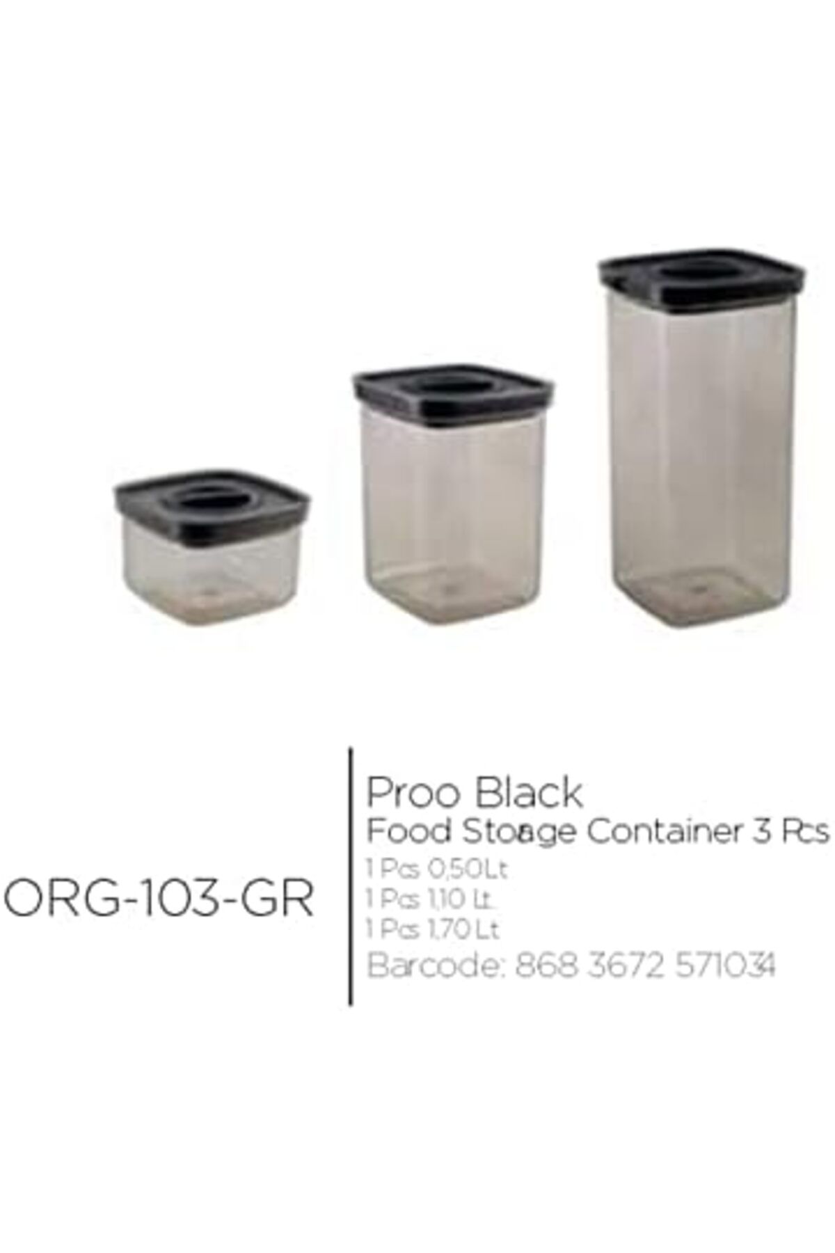 STOREMAX cmllashop Vakumlu Kapak Bpa Içermeyen Gıda Saklama Kabı Set Bakliyat Un Şeker, 3 Boy Gıda Sakla
