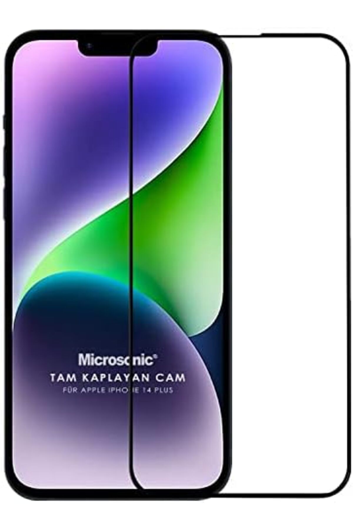 yenibagshop Apple iPhone 14 Plus Tam Kaplayan Temperli Cam Ekran Koruyucu Siyah