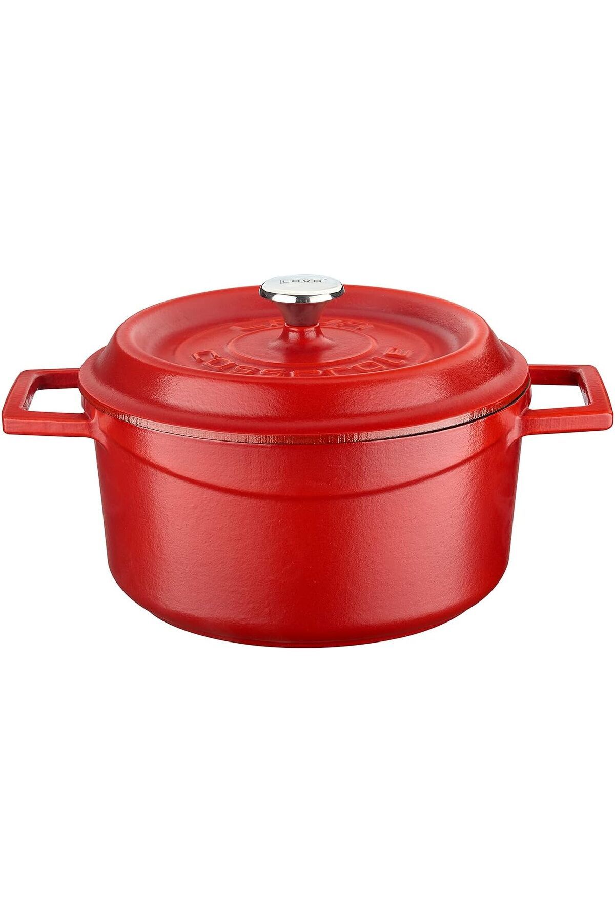 STOREMAX nslmshop Spring Serisi - Döküm Tencere, Yuvarlak, 20 cm, Mat Emaye, Parlak Siyah Taban, Kırmızı