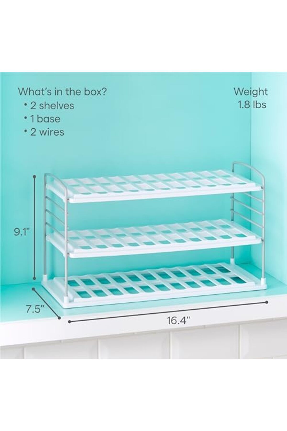 STOREMAX Şişeler İçin Dolap Düzenleyici, Ayarlanabilir, 3 Raflı, Beyaz