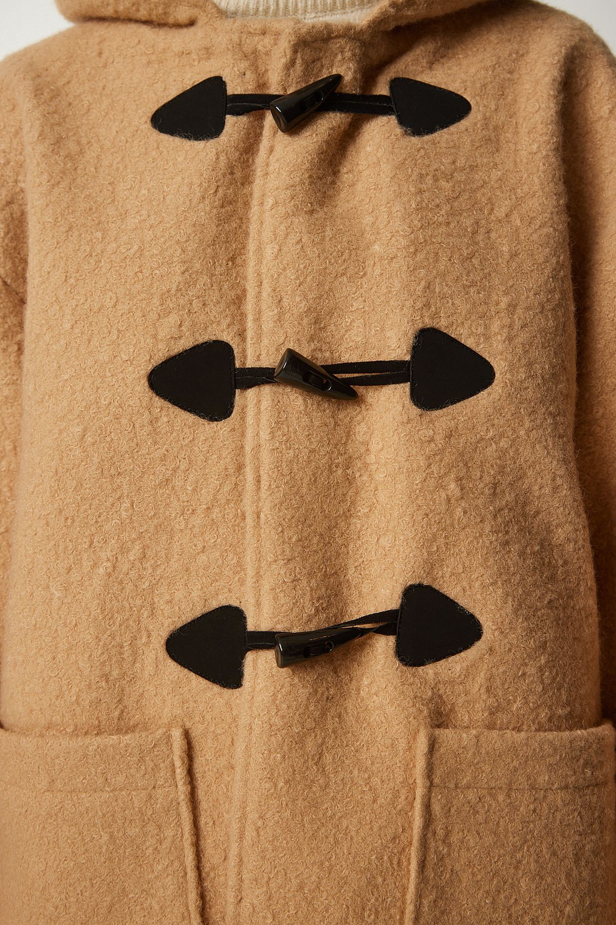 Lovelyİstanbul-Hooded Shepherd Boucle Coat - Buttoned, Lto0021 5