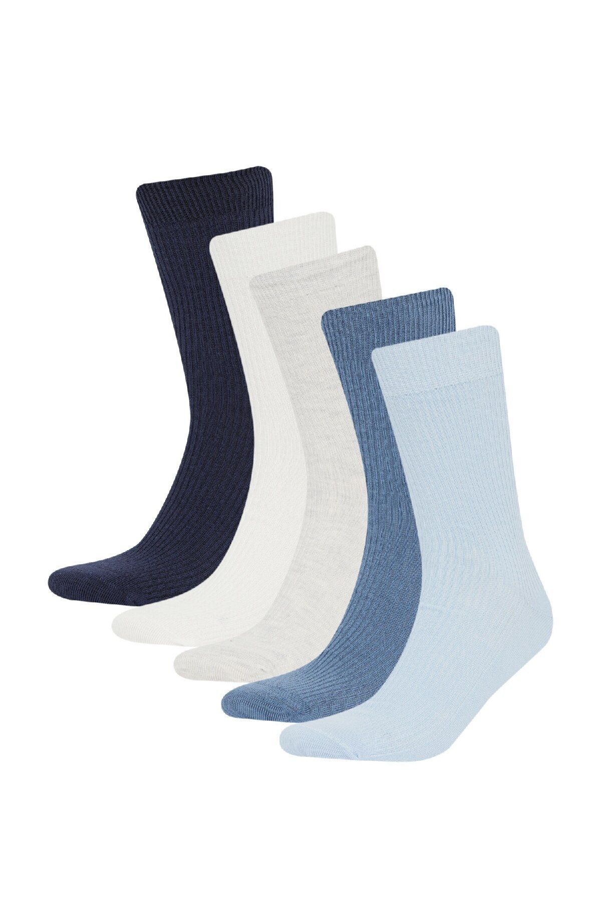 DeFacto-Men's Seamless Comfortable Elastic 5-Piece Combed Cotton Long Socks E7870Axns 1