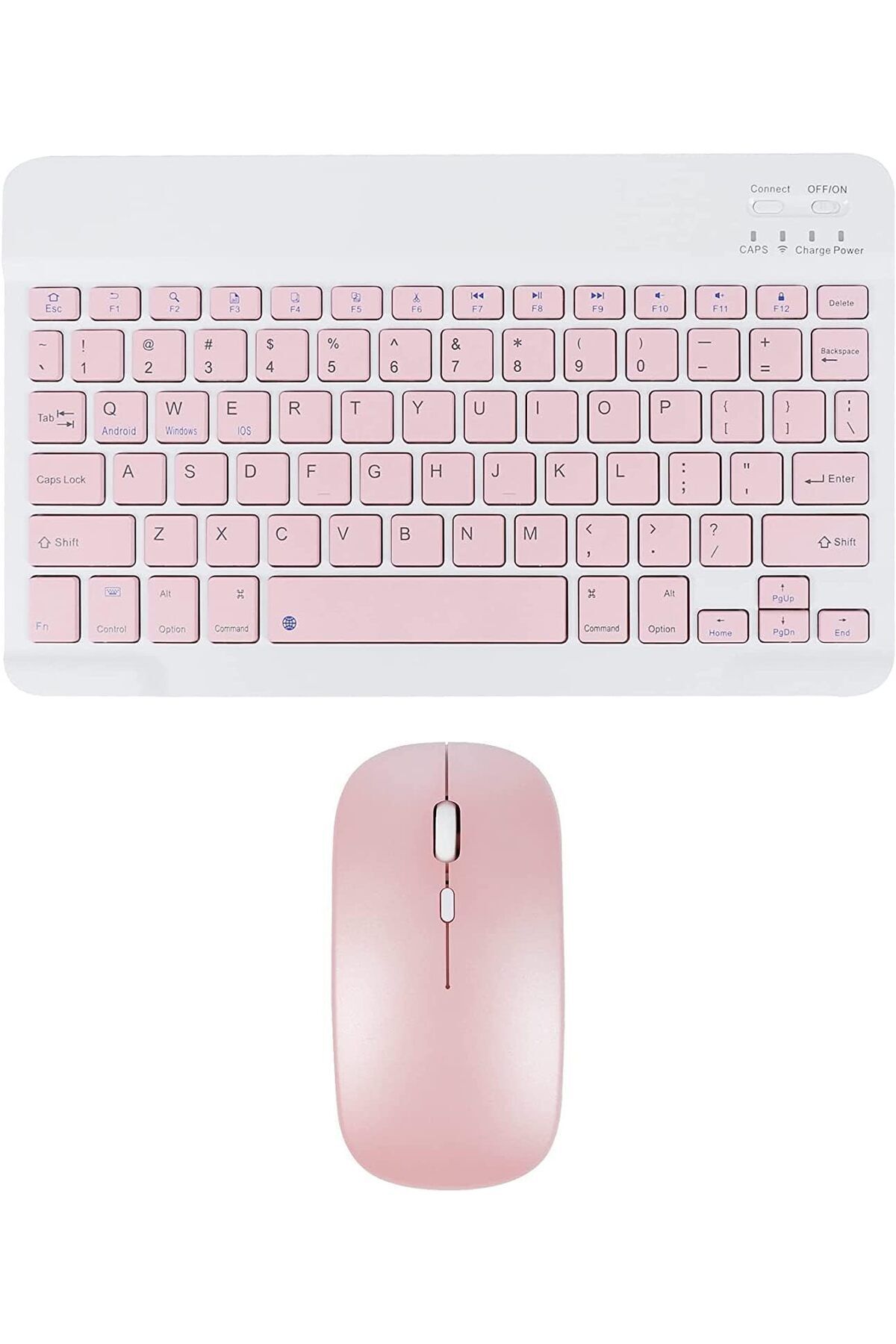 fulina-Wireless Keyboard and Mouse Bluetooth,Rechargeable Wireless Mouse Keyboard Set,Pink,10 inch 1