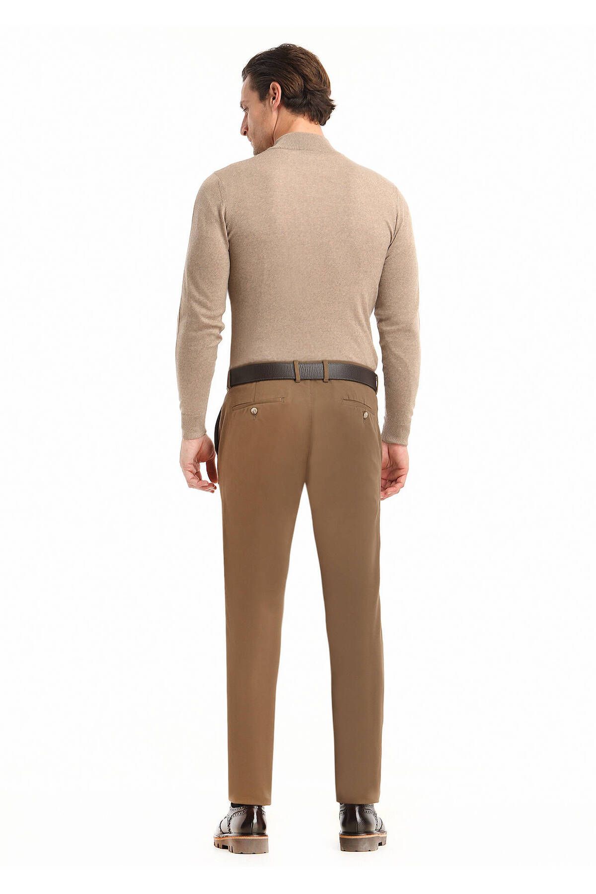 Ramsey-Casual Slim Fit Camel Hair Cotton Blend Pants 4