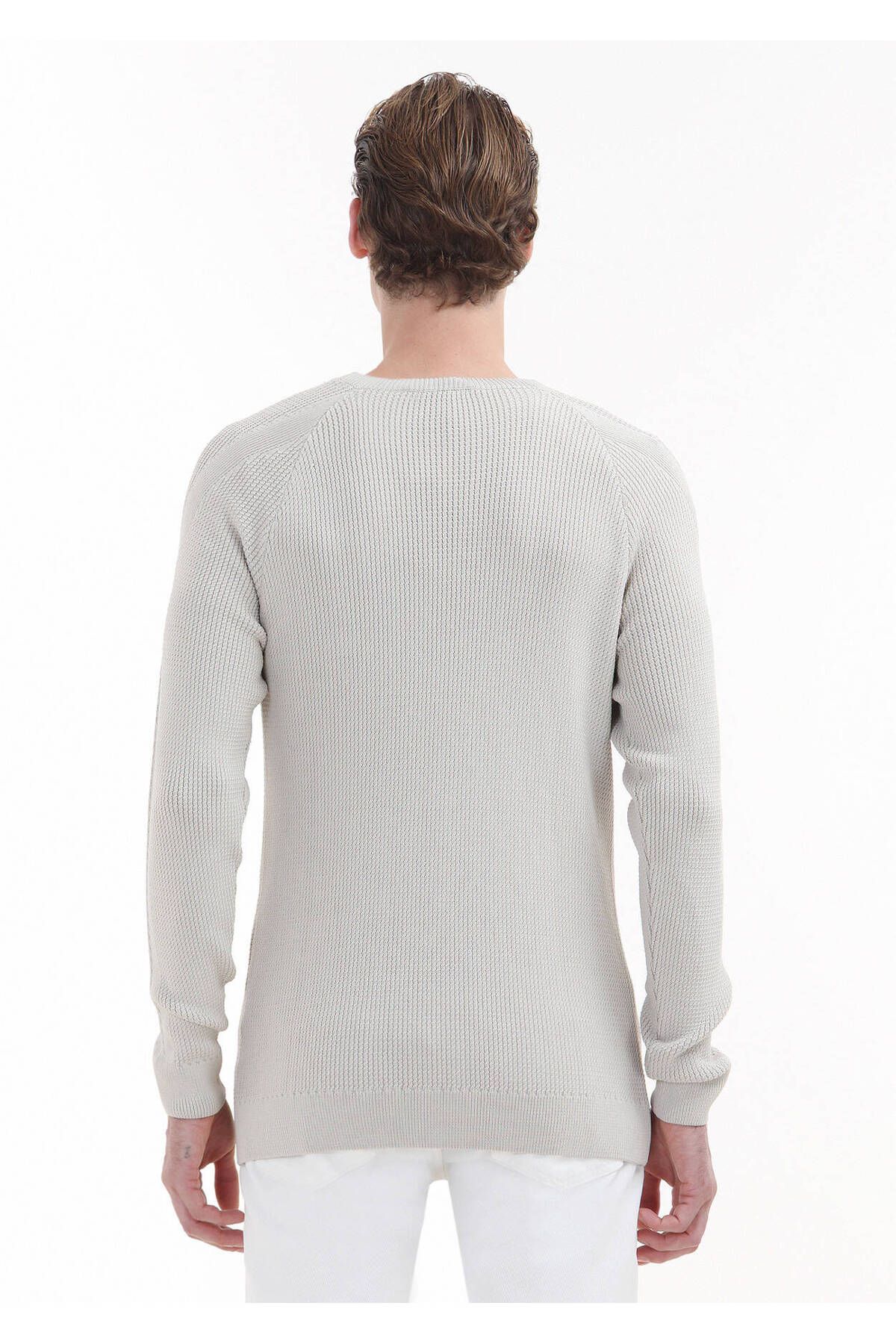 Ramsey-Crew Neck Jacquard Stone Knitwear 5