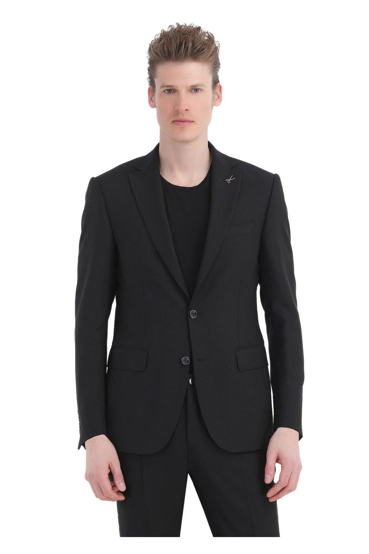 Ramsey-Black Wool Blended Micro Modern Suit 3