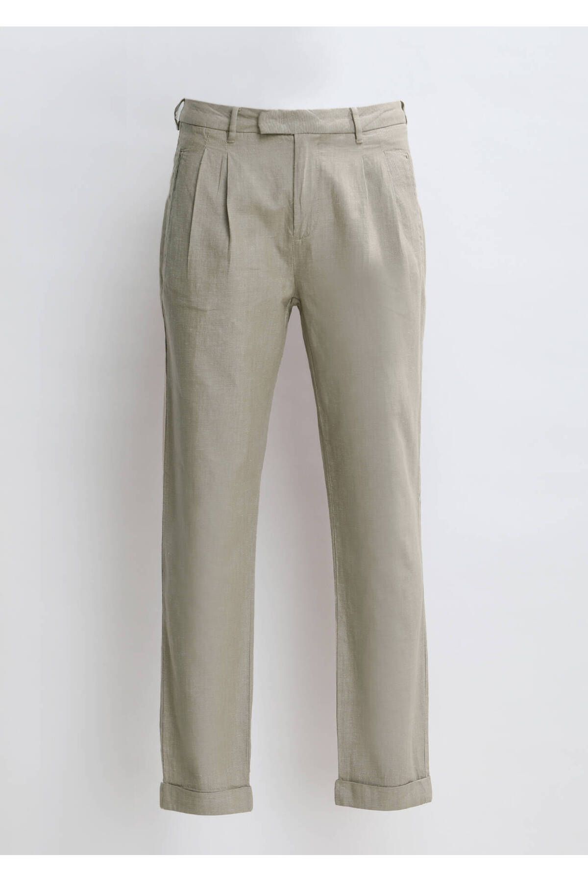 Ramsey-Pantaloni casual din bumbac, bej, crocodil 6