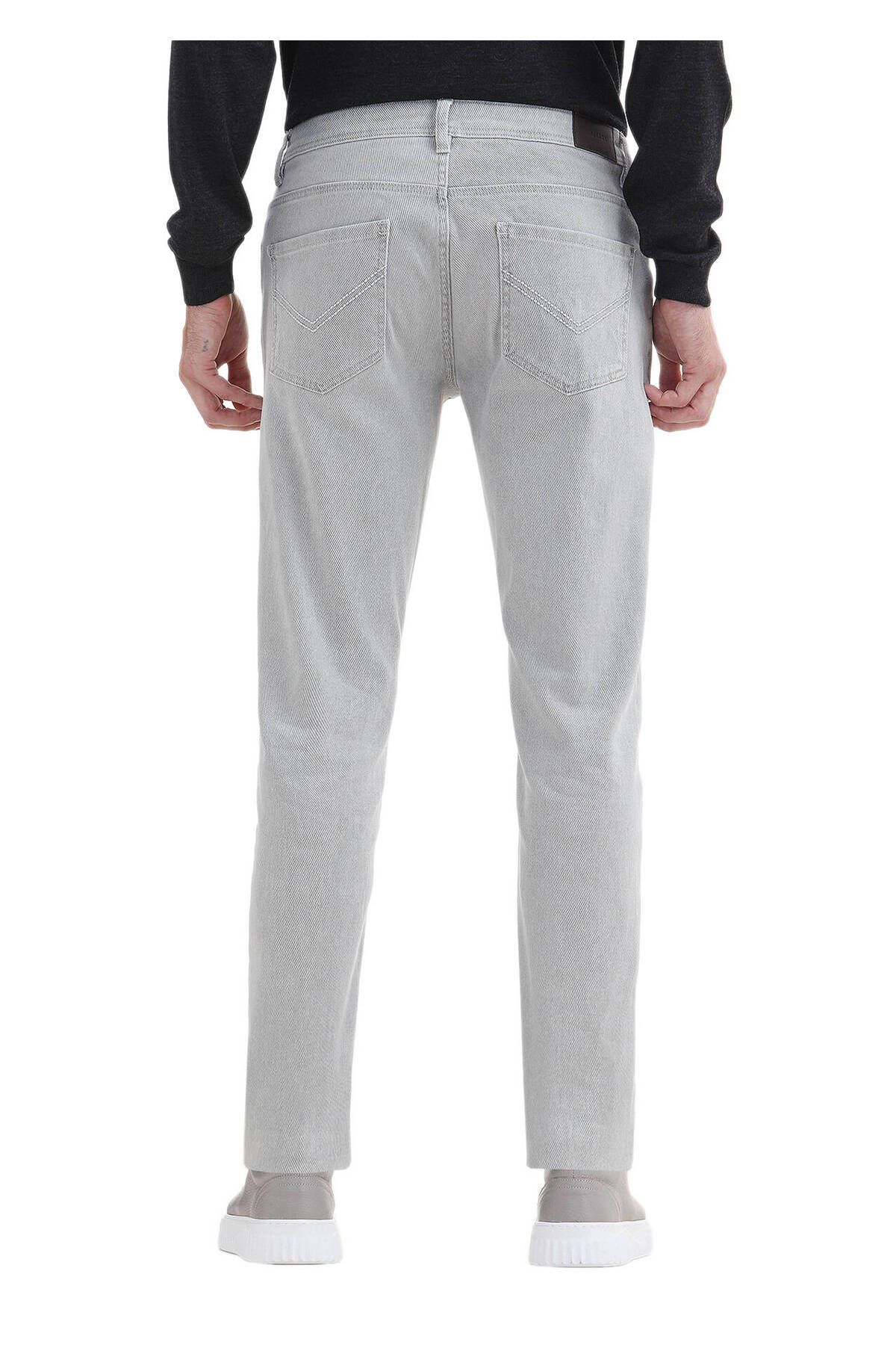 Ramsey-Casual Gray Patterned Slim Fit Cotton Blend Pants 4