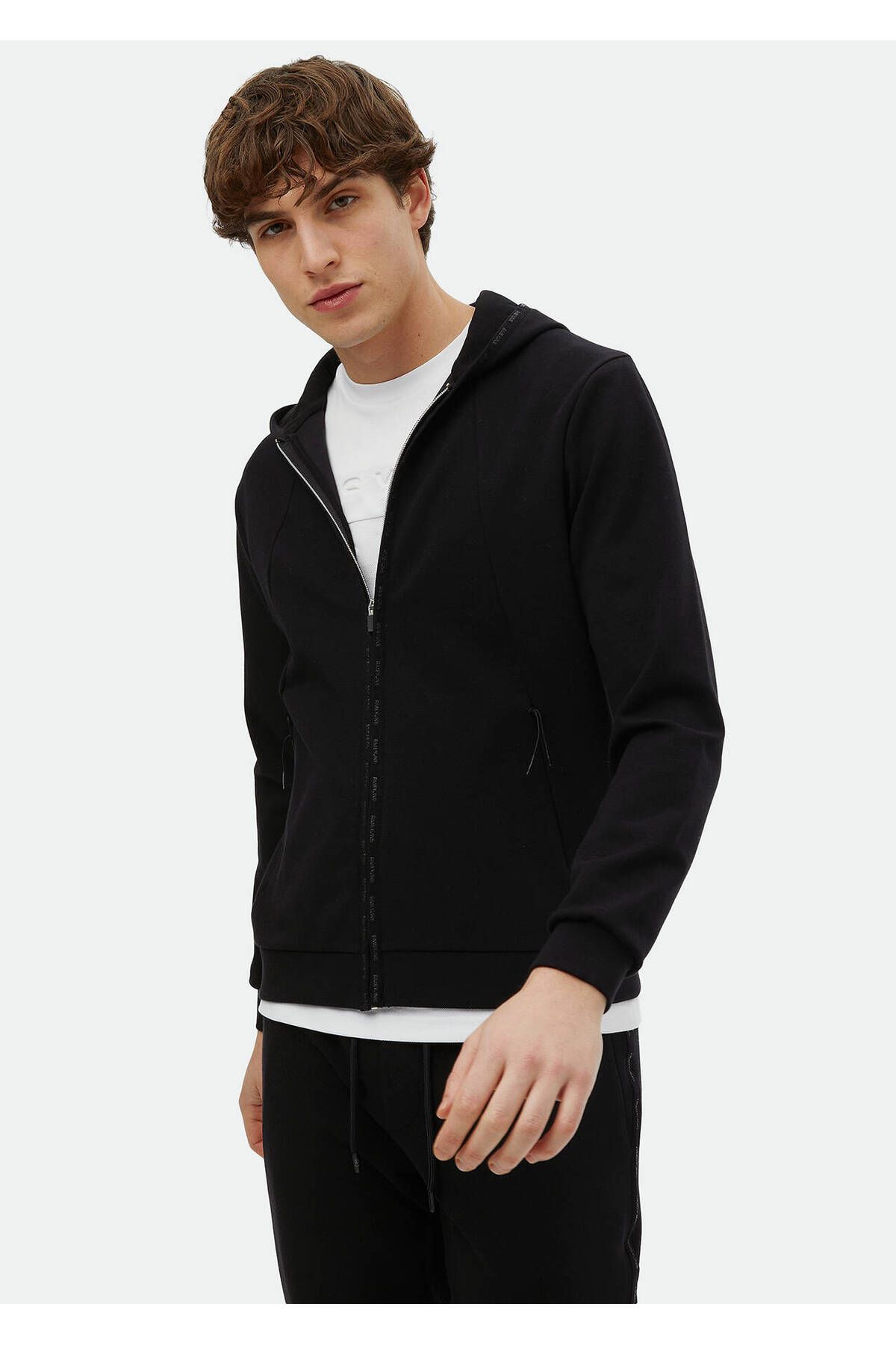 Ramsey-Black Hooded Sweatshirt - Straight Cut 1