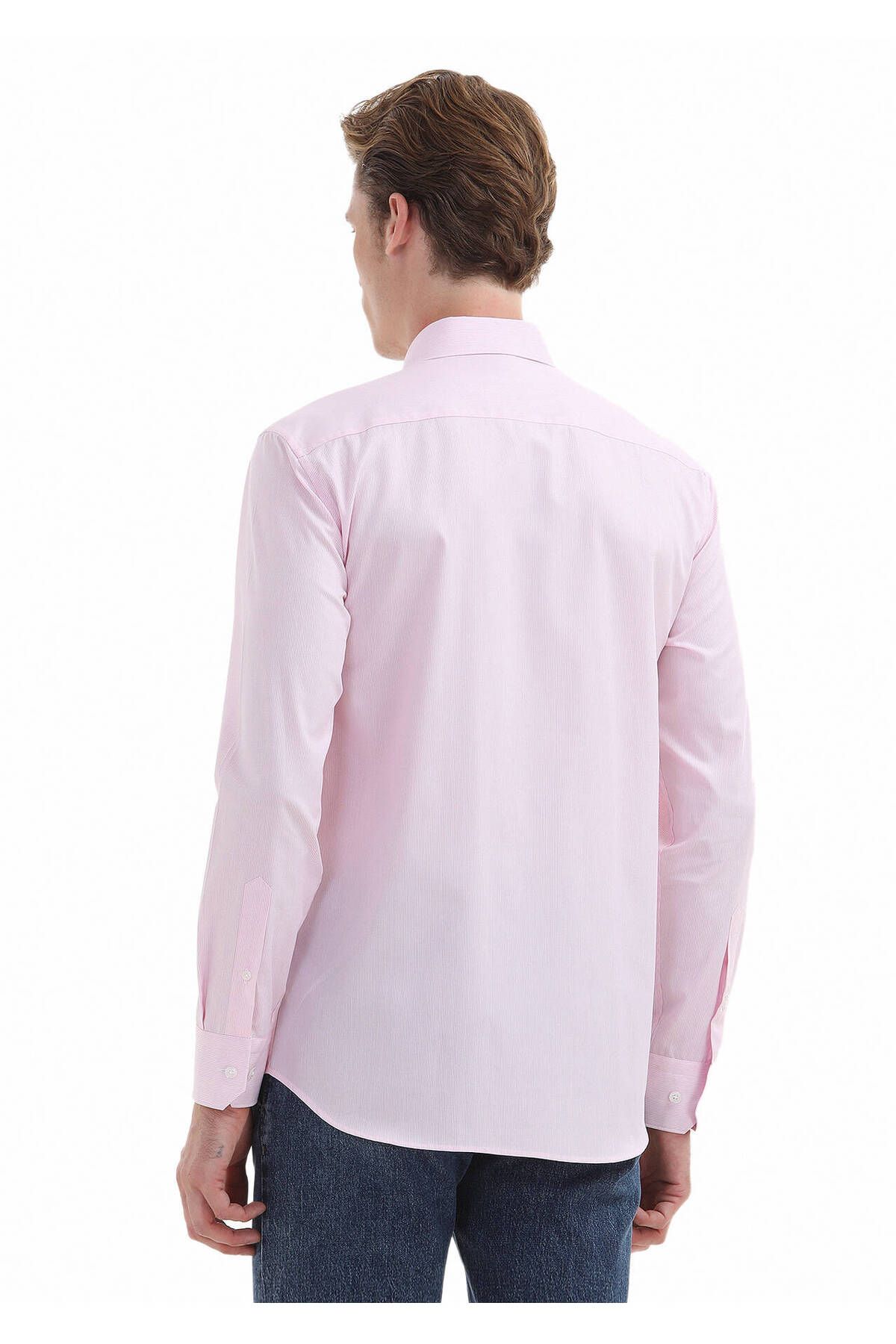 Ramsey-Pink Striped Regular Fit Woven Classic 100% Cotton Shirt 4