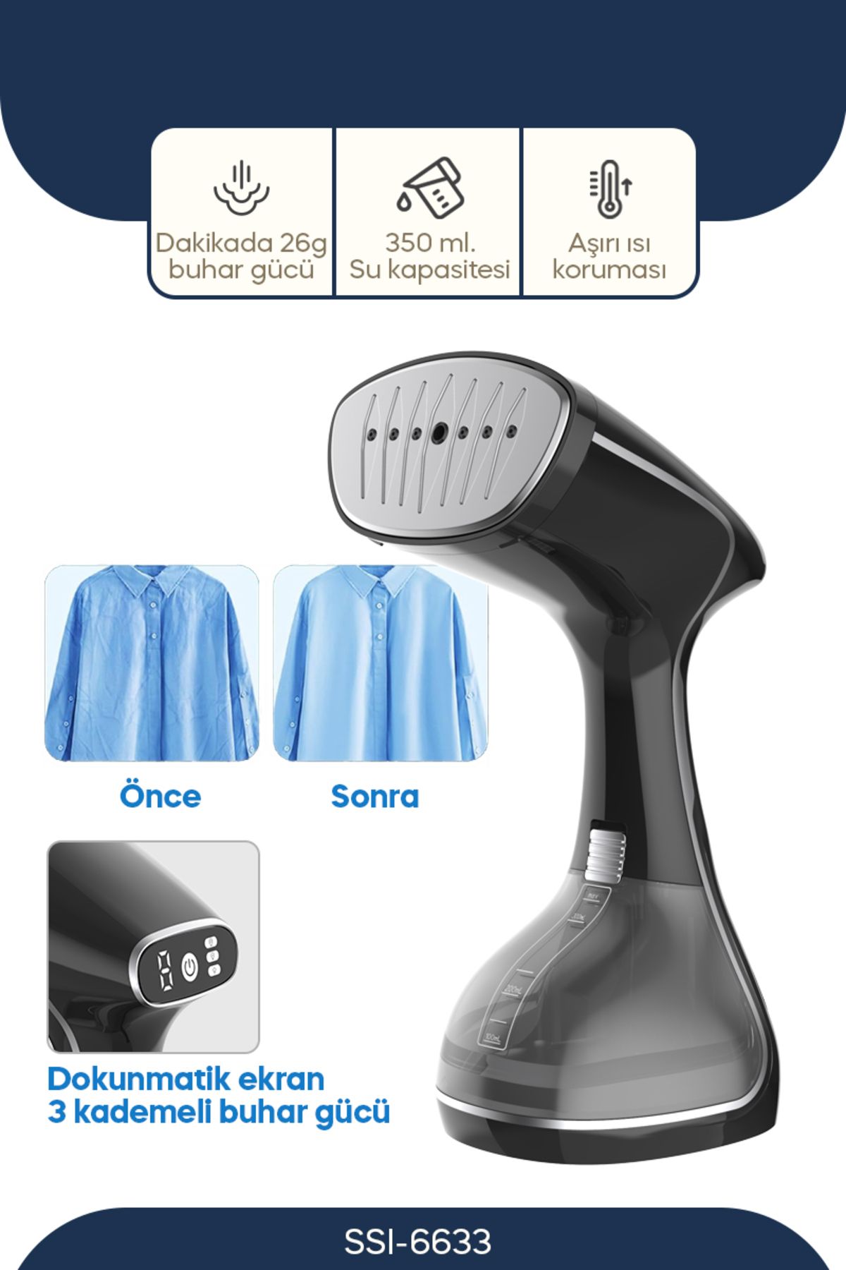 Sinbo SSI-6633 Dikey Buharlı Kırışıklık Giderici - 1640W - Silver