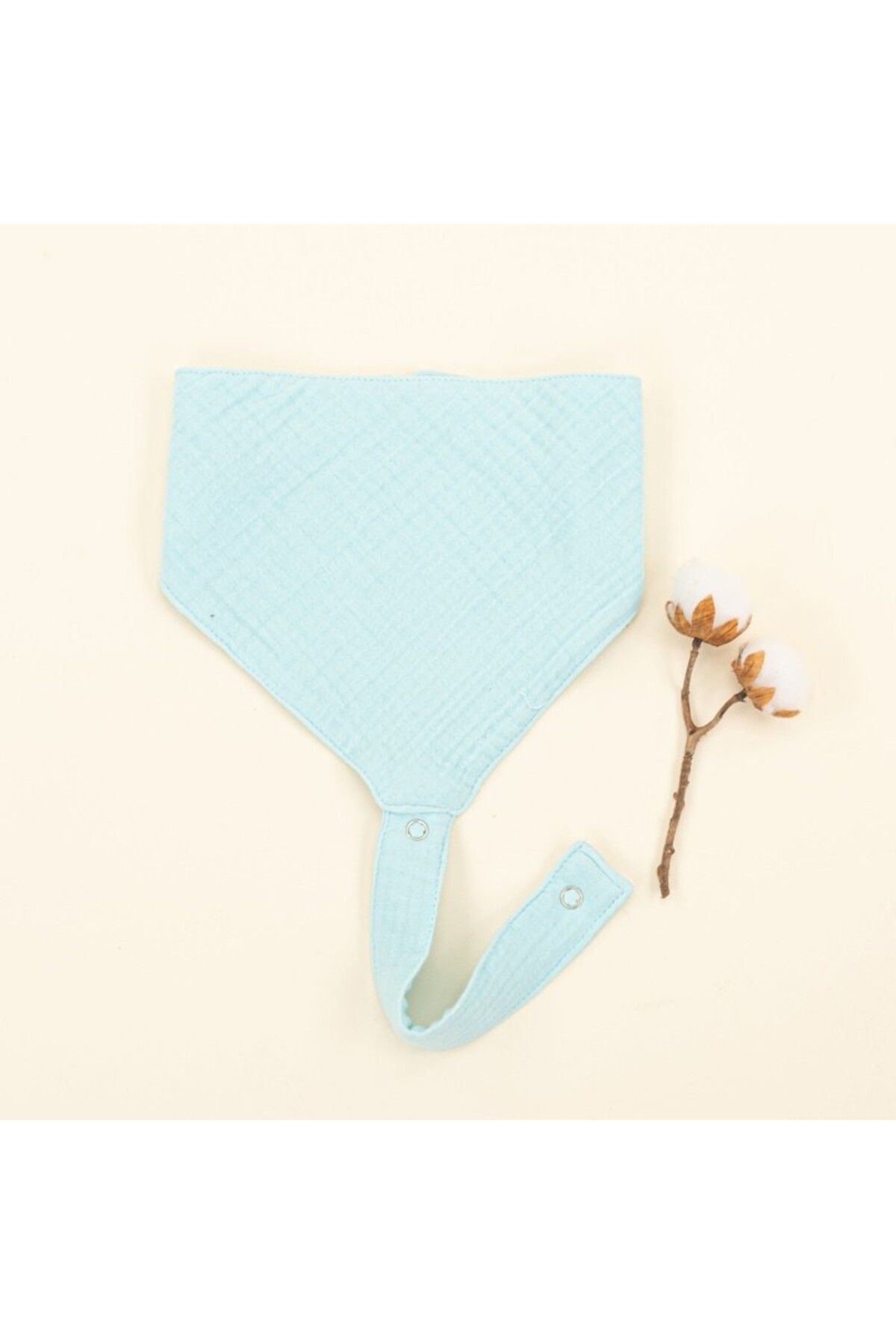 Yunikobaby-Teether - Pacifier Strap - Drool Bib Set - Four Layer Turquoise Muslin 3