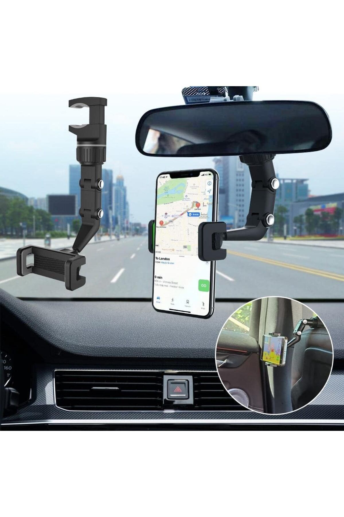 STOREMAX lbstorex 360° Derece Ayarlanabilir Araba Dikiz Ayna Montaj Telefon Tutucu S Telefon Tutucu Newdsng