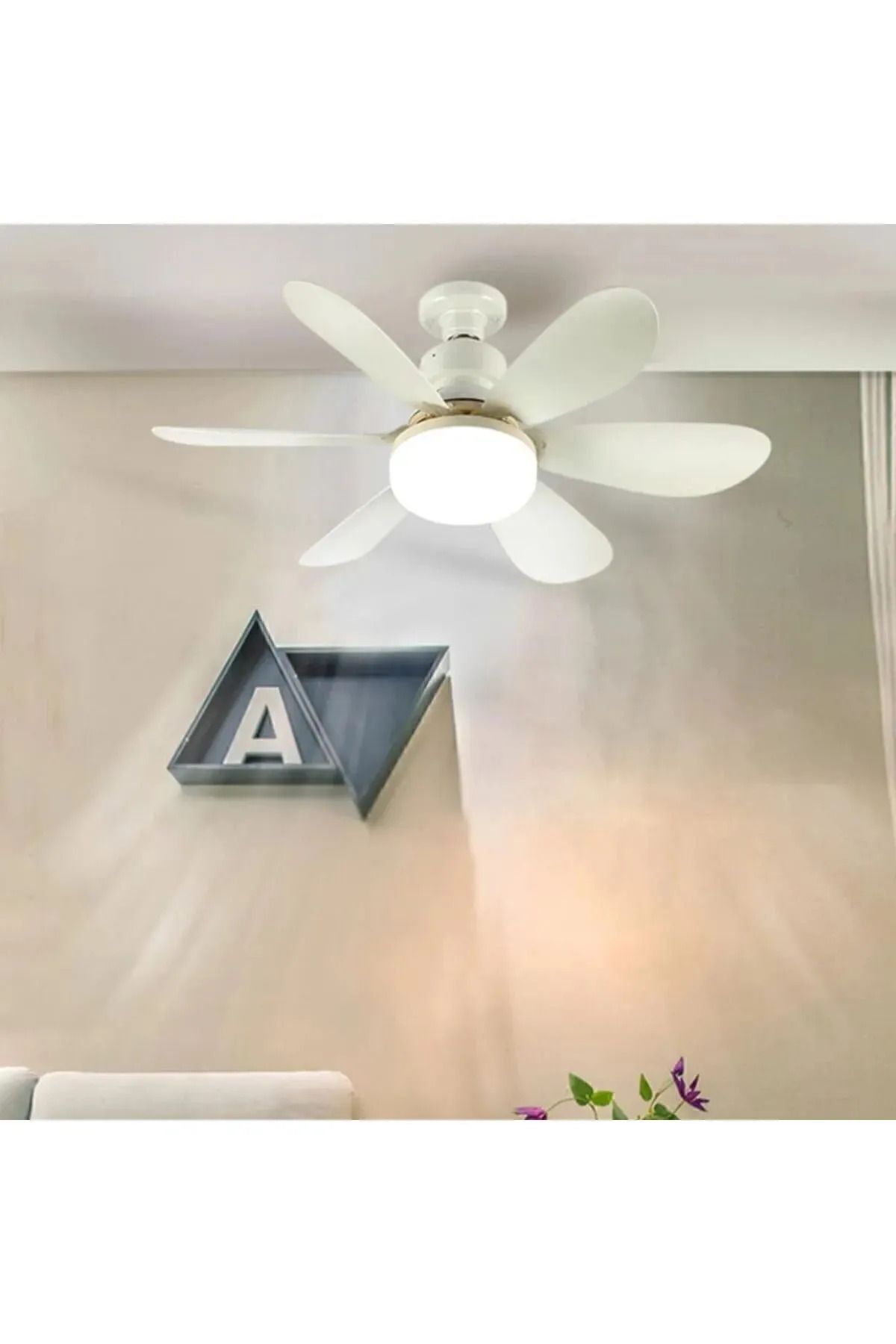 2 In 1 Tavan Vantilatörü Led Işık 3 Renk Işık Mod 3 Kademe Hız Mod Kumandalı