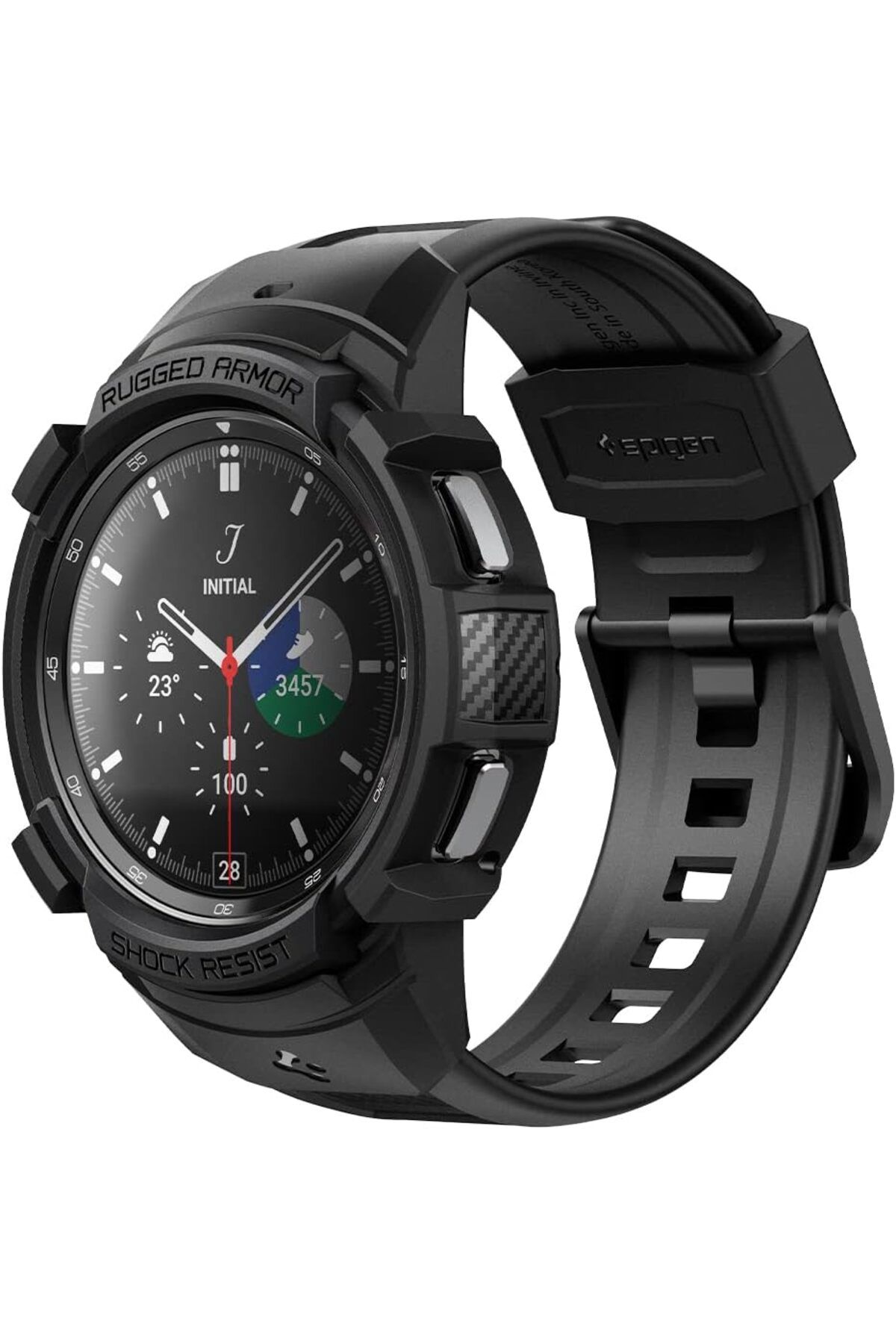 STOREMAX lbstorex Galaxy Watch 4 Classic (46mm) ile Uyumlu Kılıf & Kordon Rugged Armor Pro Black - ACS03832
