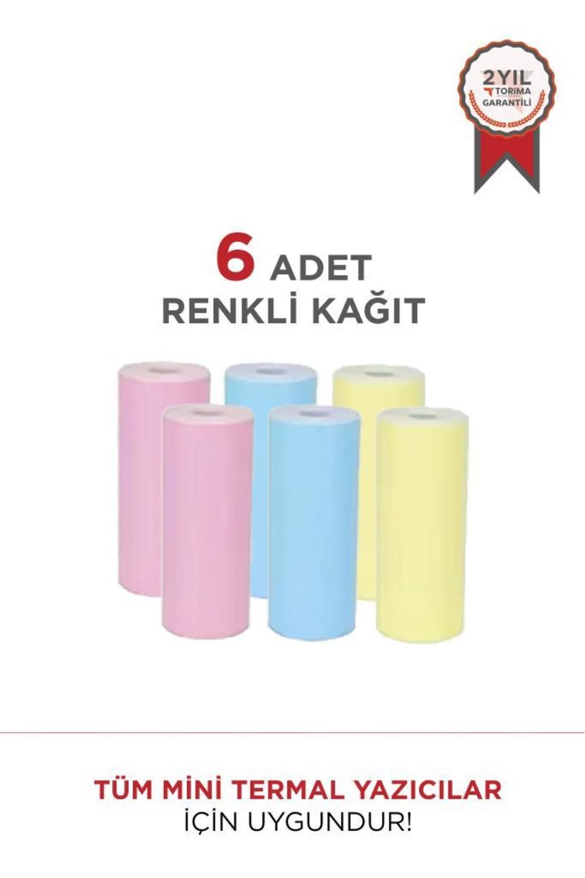 Torima Renkli 1Paket (6Adet) Termal Rulo Kağıt Tüm Mini Makinalara Uyumlu