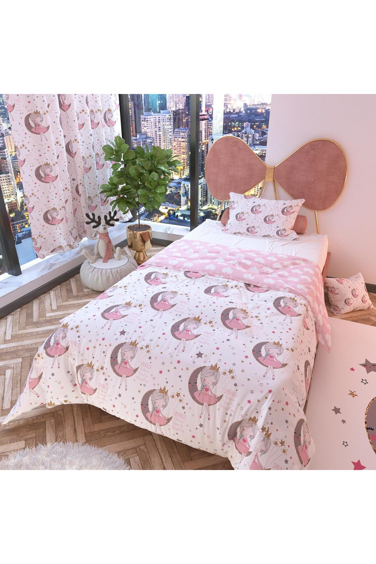 STOREMAX nffashopm Ay Kız Beyaz Çift Taraflı Çocuk Nevresim Takımı Polycotton storestarx 1051353
