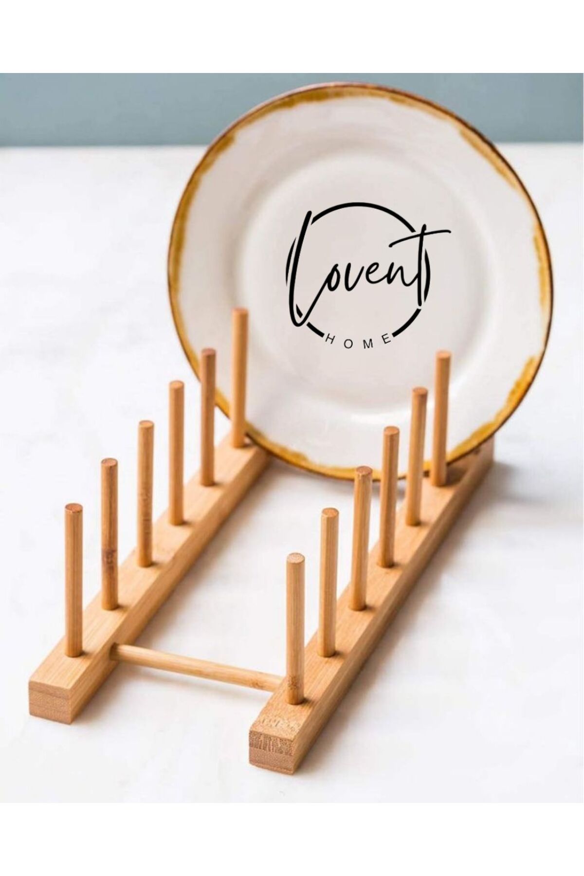 LOVENT HOME Suport Pentru Farfurii Din Bambus, Organizator Pentru Capac, Organizator Pentru Dulap - One Size