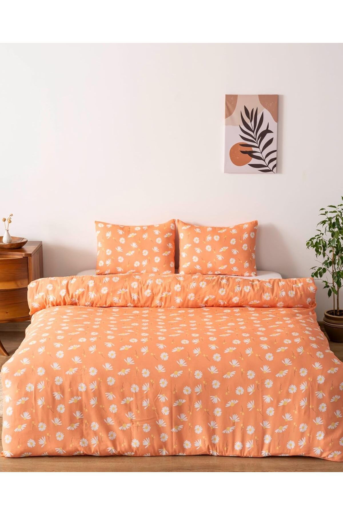 STOREMAX nffashopm Turuncu Papatya Çift Kişilik Nevresim Takımı Pamuklu storestarx 1051353
