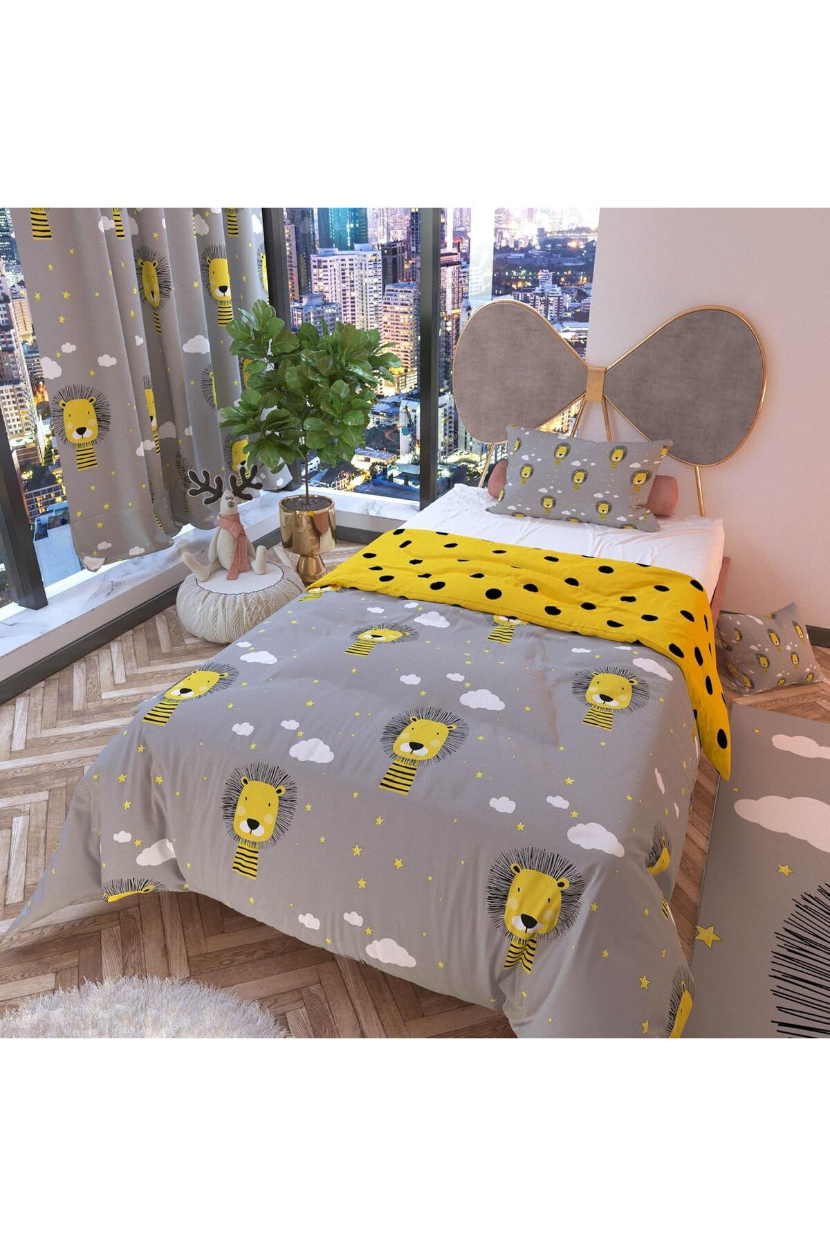 salesalbutik Bulutlu Aslan Kral Çift Taraflı Çocuk Nevresim Takımı Polycotton