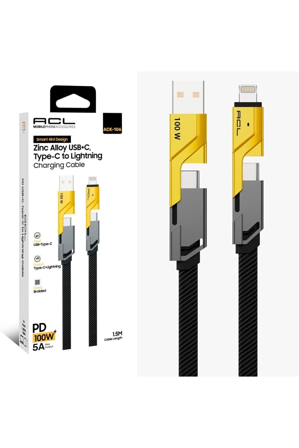 STOREMAX lbstorex in 1 USB+C Type C to Lightning Şarj Kablosu, Metal Başlık Sağlam Kopmaz Kablo 100 W PD