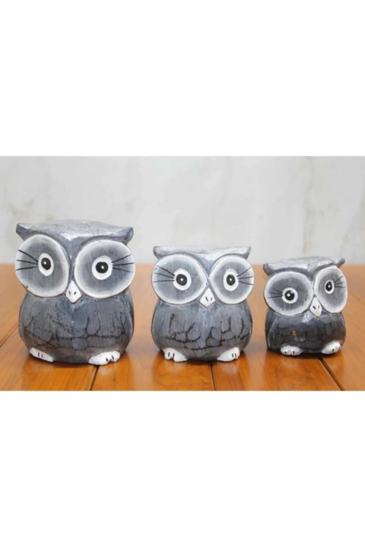 Mu Art Ahşap Ahşap 3'Lü Baykuş Seti Model 2
