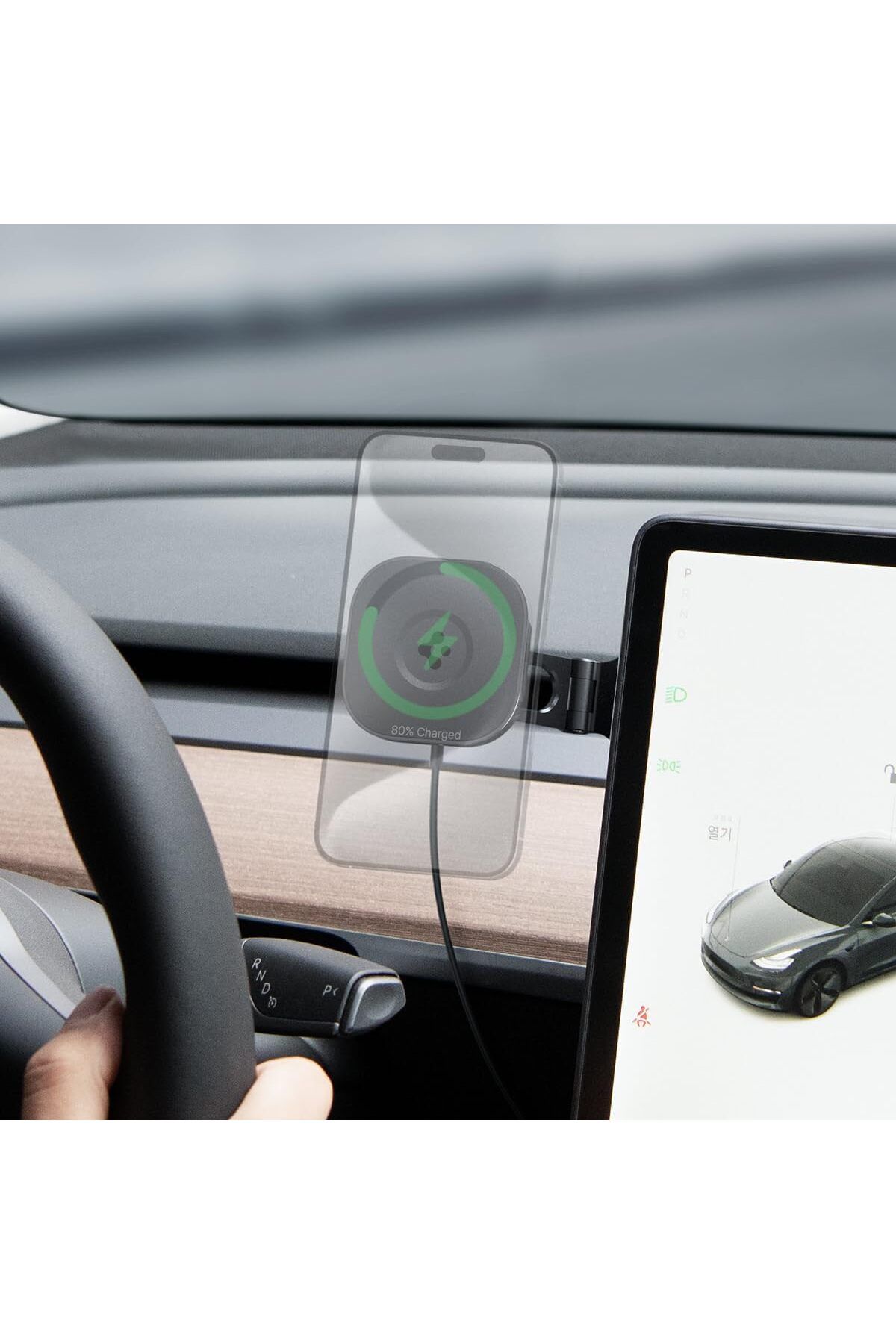 STOREMAX lbstorex MagFit Tesla Ekranı Araç içi Telefon Tutucu + Manyetik Kablosuz Şarj Cihazı iPhone iç