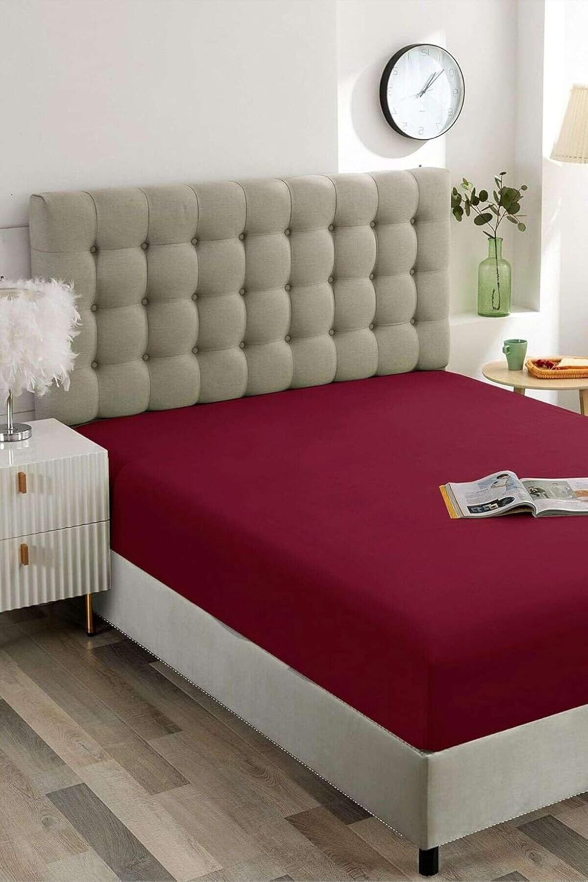 STOREMAX nffashopm Bordo Pamuklu Tek Kişilik Lastikli Çarşaf 100x200 storestarx 1051353