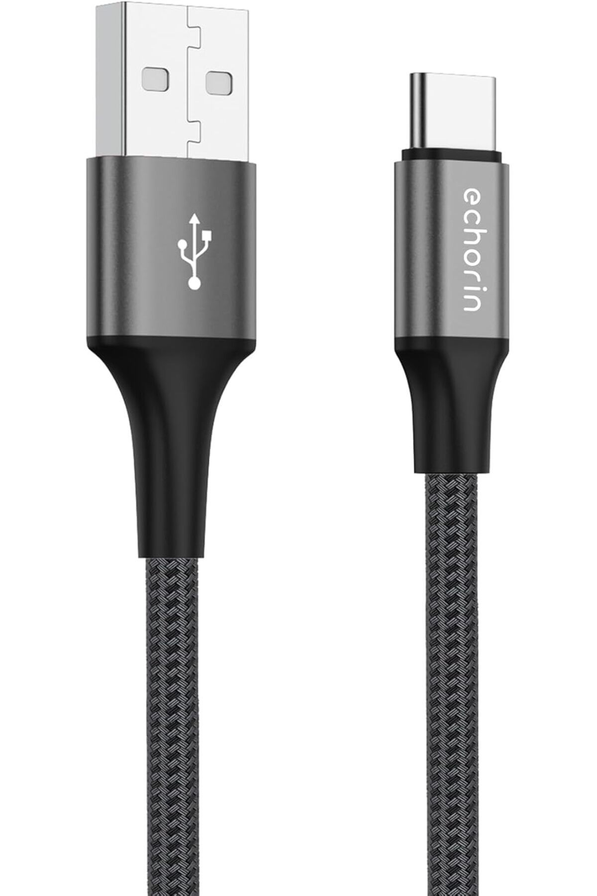 STOREMAX nffashopm USB-A'dan USB-C'ye Örgülü, 1 Metre, Hızlı Şarj ve Data Kablosu (Gri) storestarx 1051