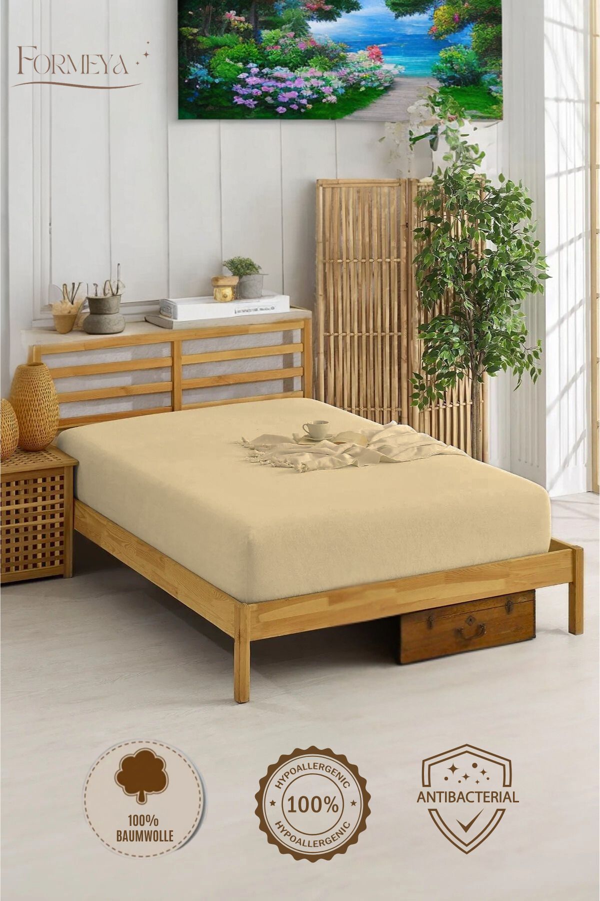 Formeya-Spannbettlaken aus 100 % Baumwolle, für Einzel-/Doppelbett, gekämmtes Spannbettlaken 1