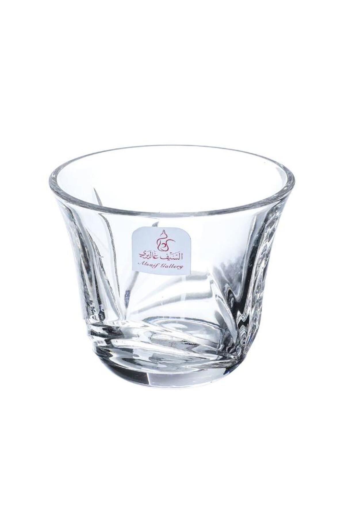 ALSAIF-Bialat Serving Set + Crystal Cups With Saucer 18 Pieces Transparent 4