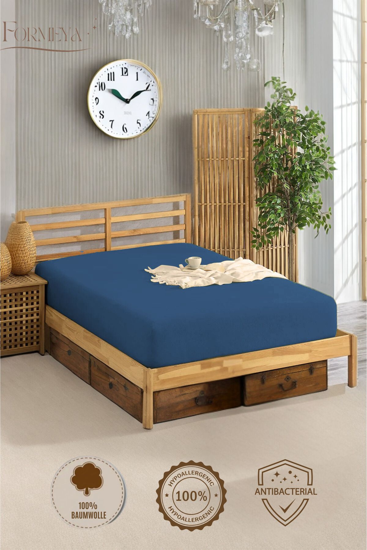 Formeya-Spannbettlaken aus 100 % Baumwolle, für Einzel-/Doppelbett, gekämmtes Spannbettlaken 1