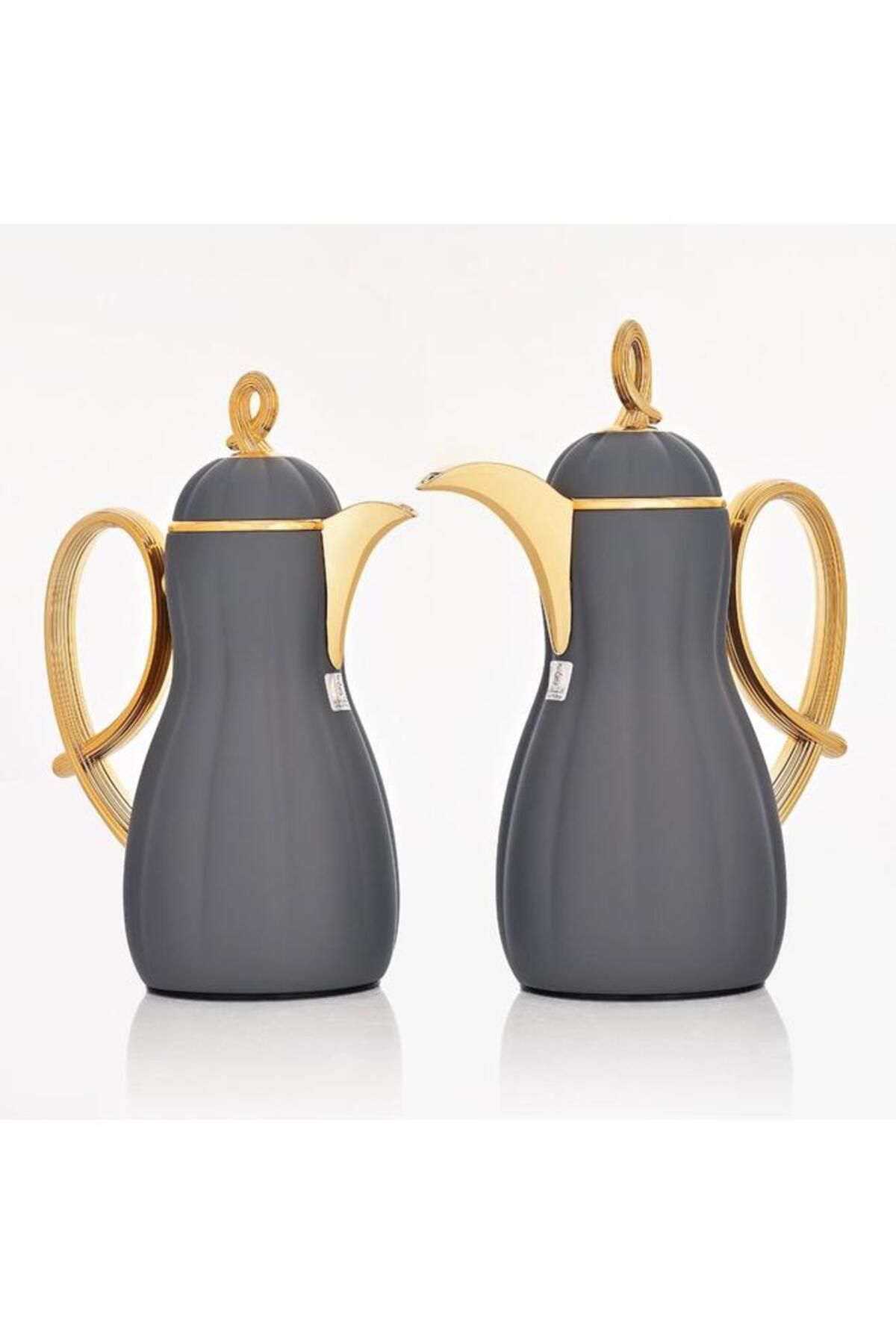 ALSAIF-Arwa Steel Thermos Set 2 Pieces 1/1 Liter Dark Grey 2