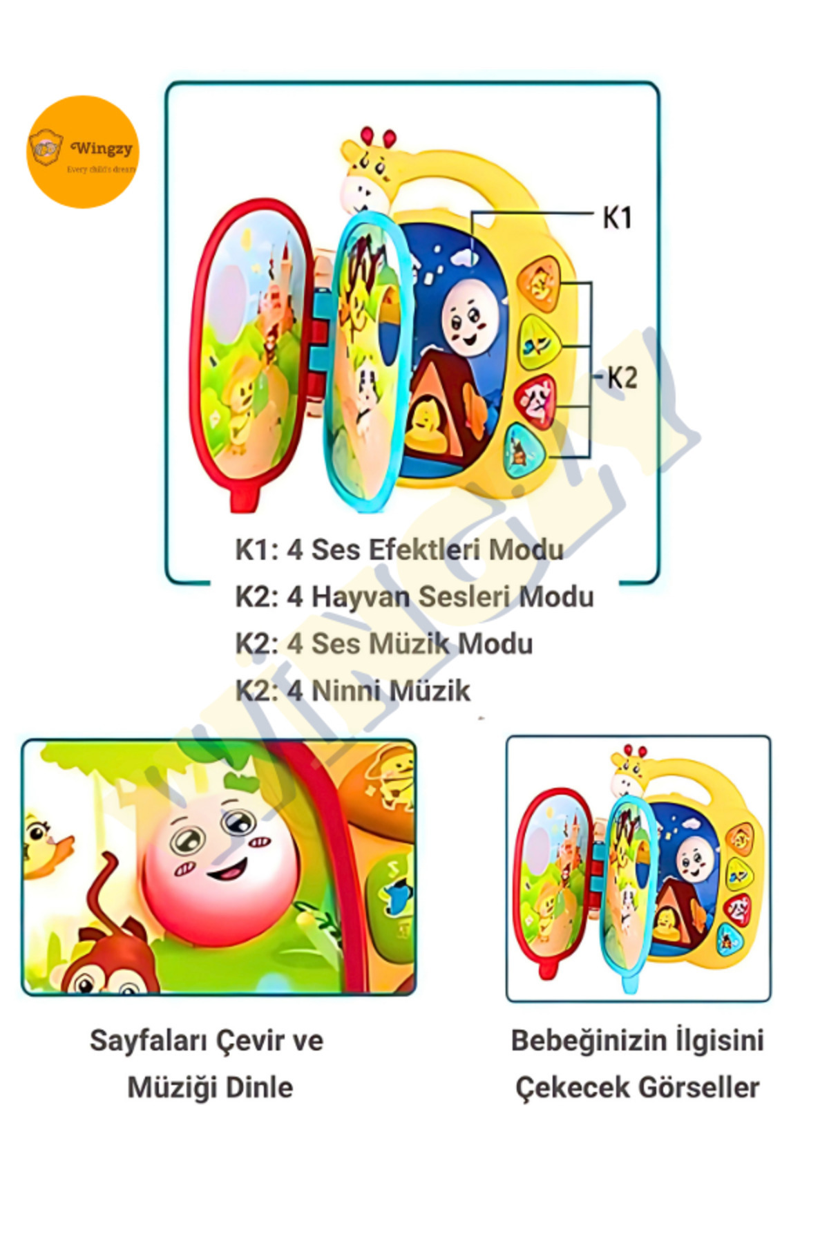 Wingzy Işıklı Ve Müzikli Zürafa Kitap Bebek Piyanosu – Eğitici, Dokunmatik, Sesli Ve Renkli Oyuncak fotoğrafı 4 (önizleme)